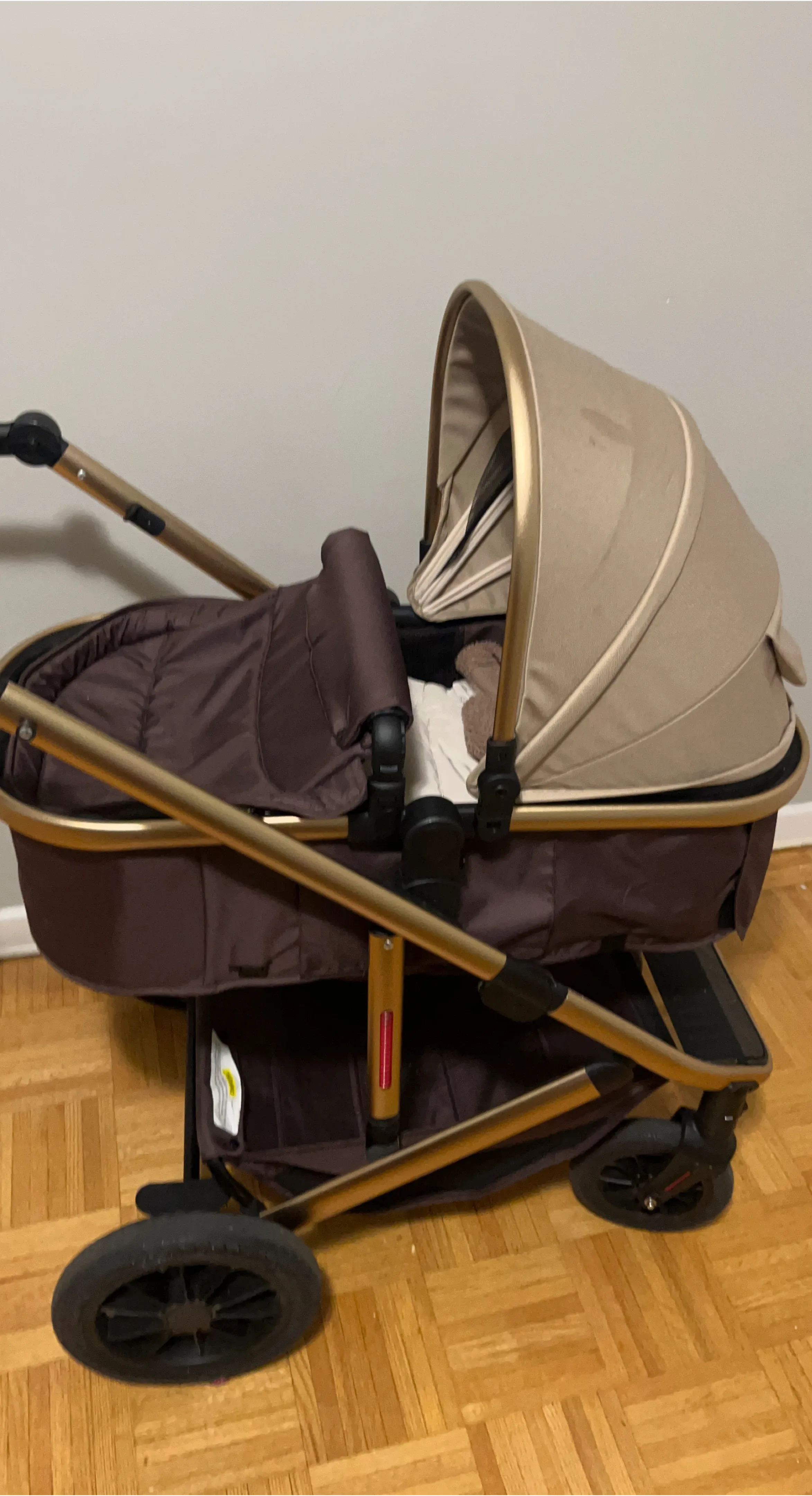 Brown & Gold Baby Stroller