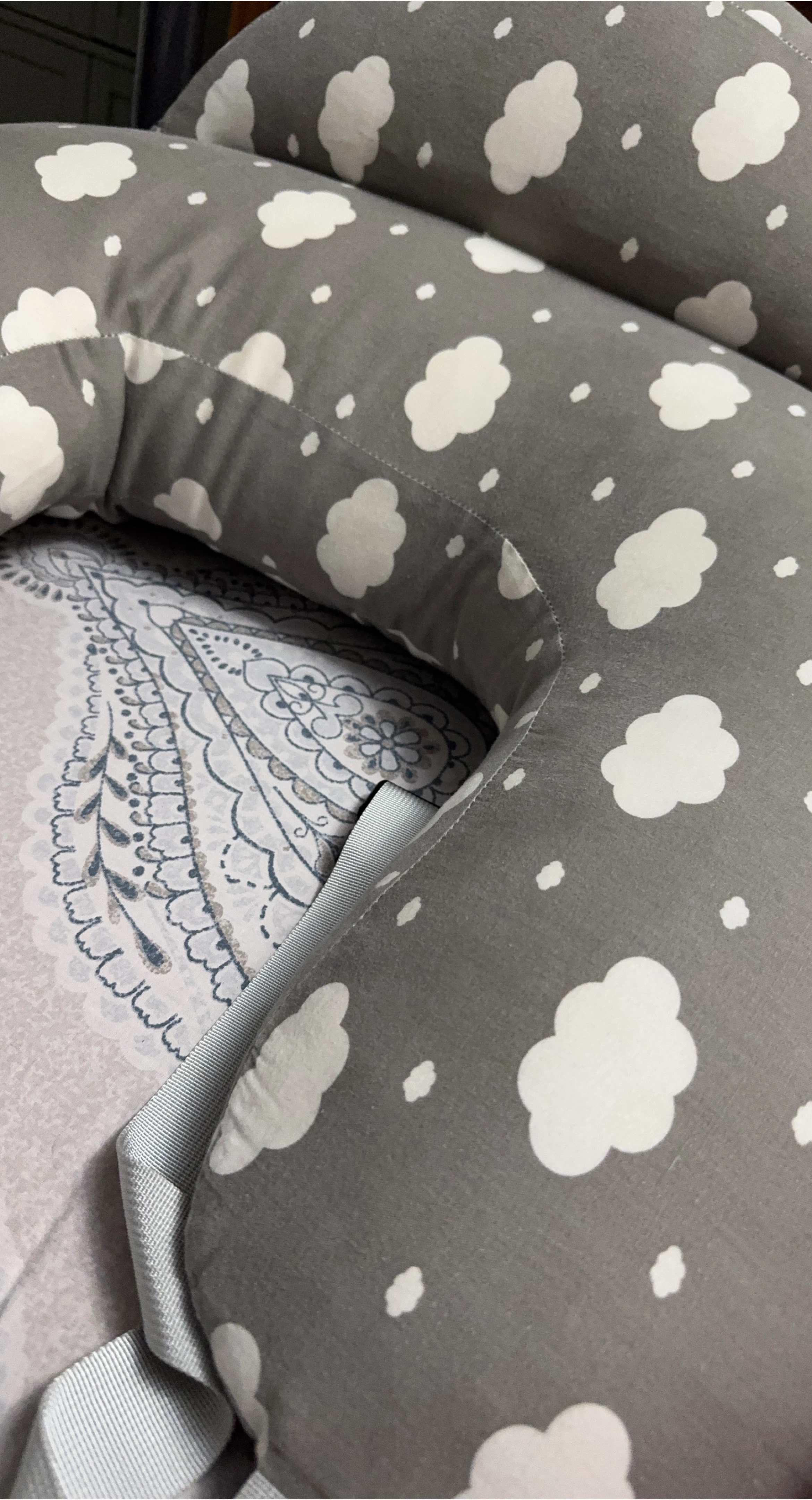Grey & White Cloud Print Nursing Pillow