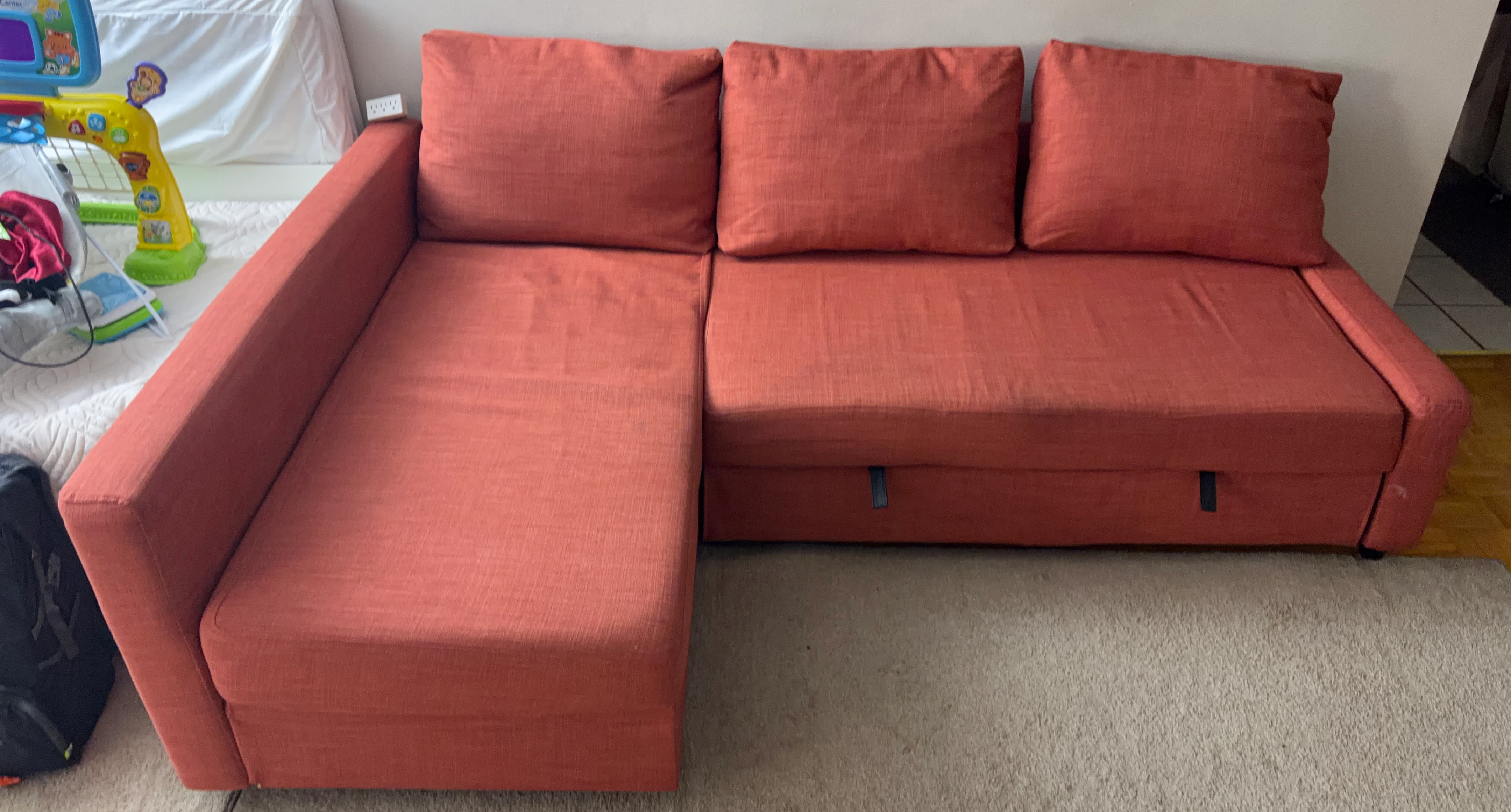 Orange Sleeper Sofa with Chaise