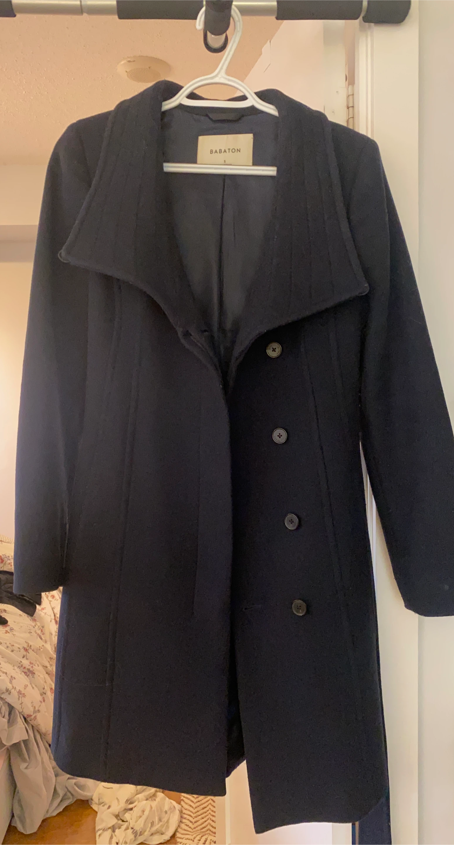 Babaton Navy Coat - Size S