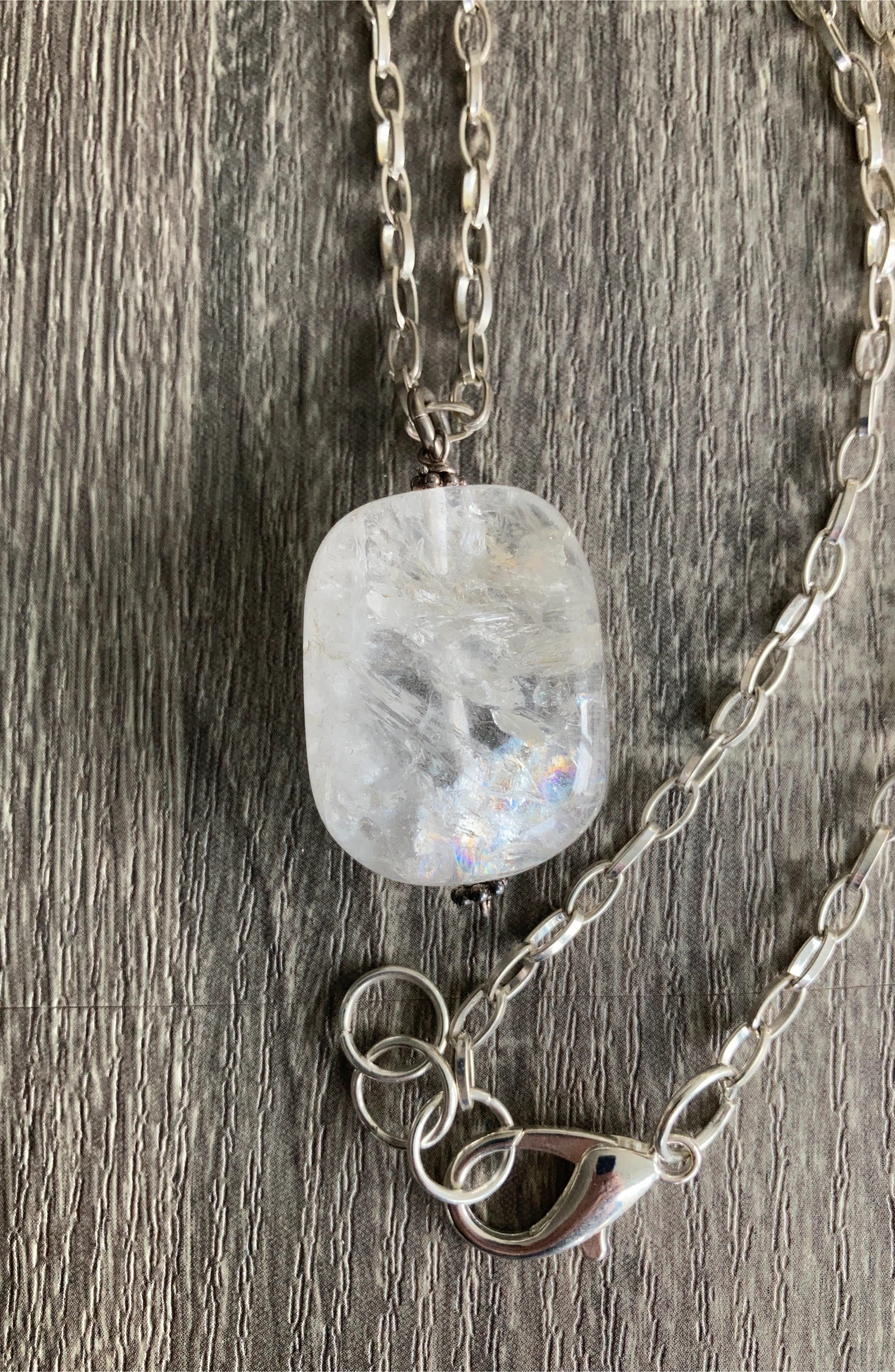 Clear Crystal Quartz Pendant Necklace