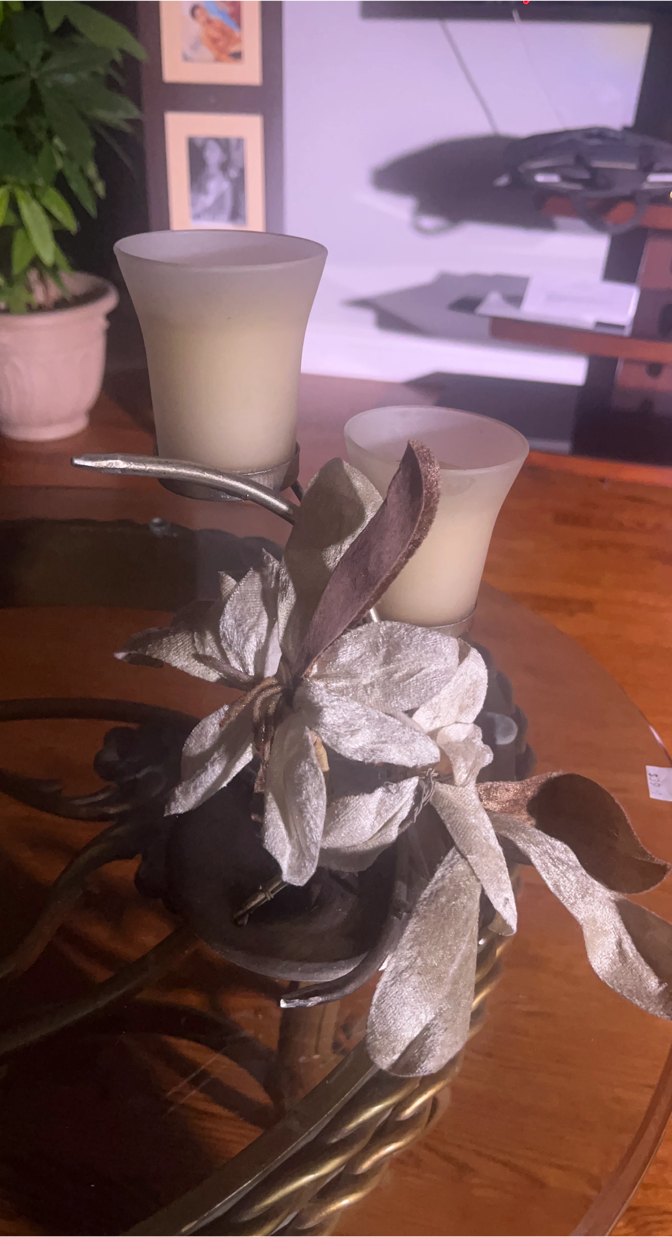 Candle Holder with Floral Decoration