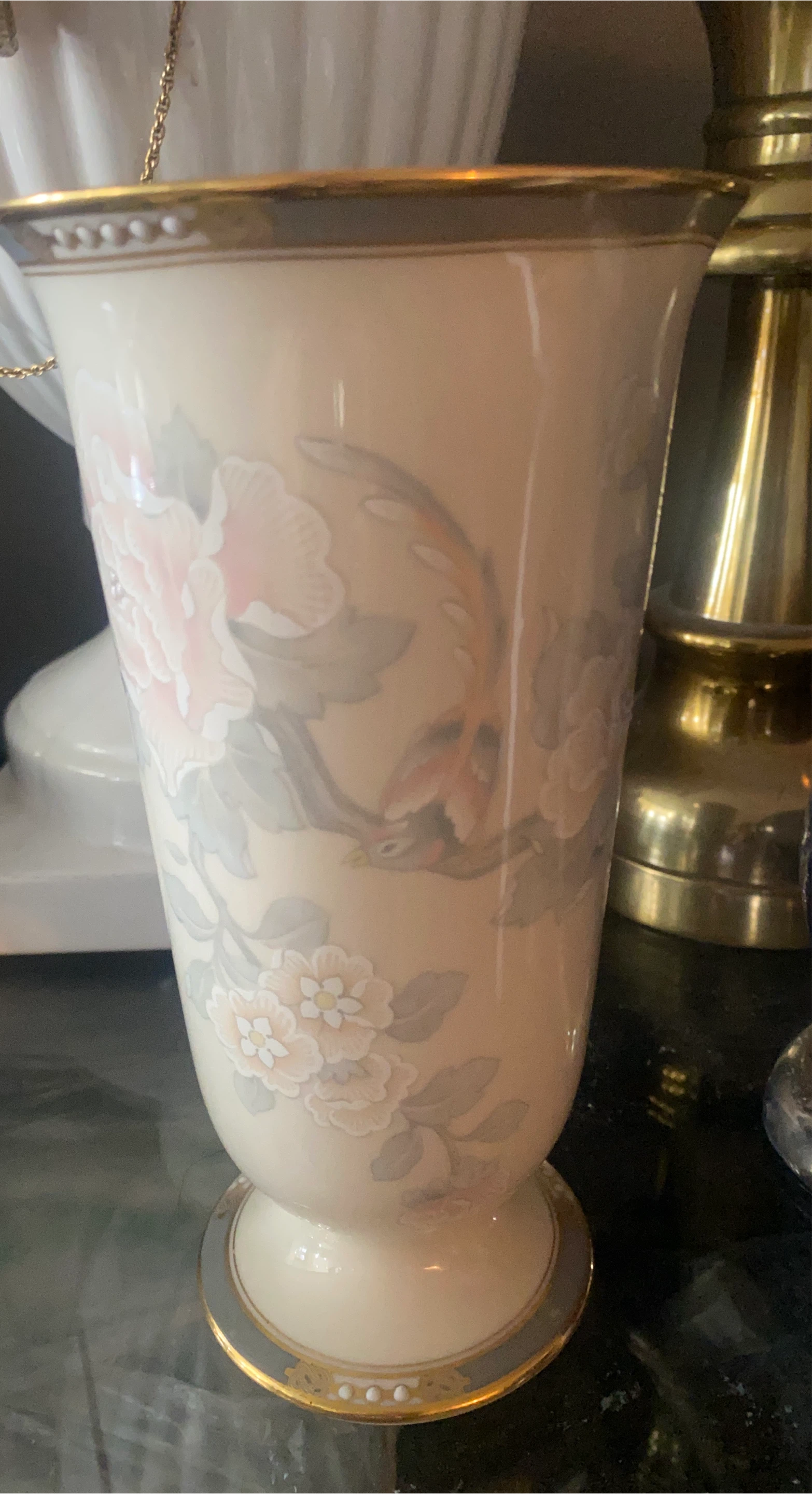 Vintage Noritake Vase with Floral & Bird Design