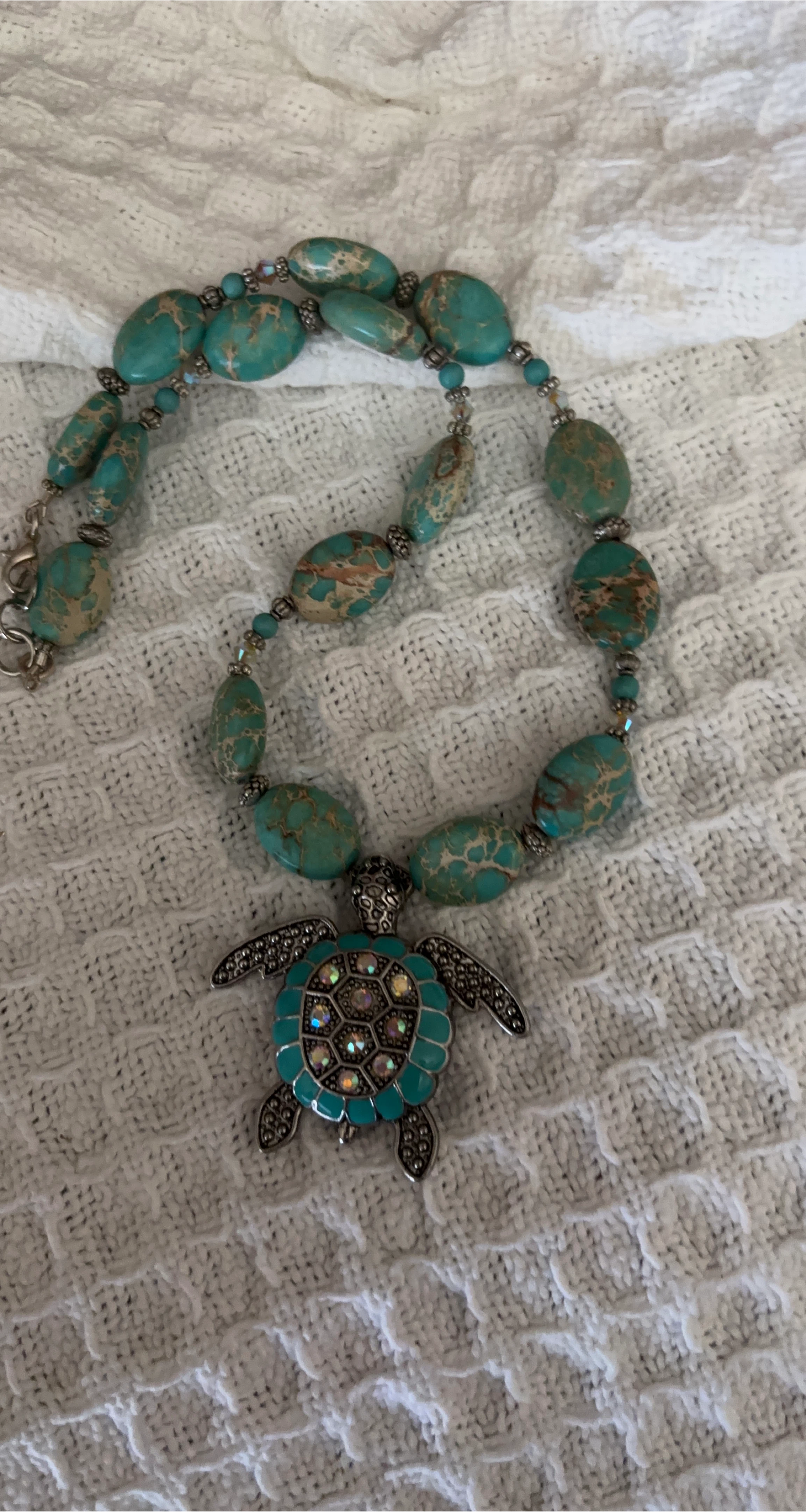 Turtle Pendant Beaded Necklace