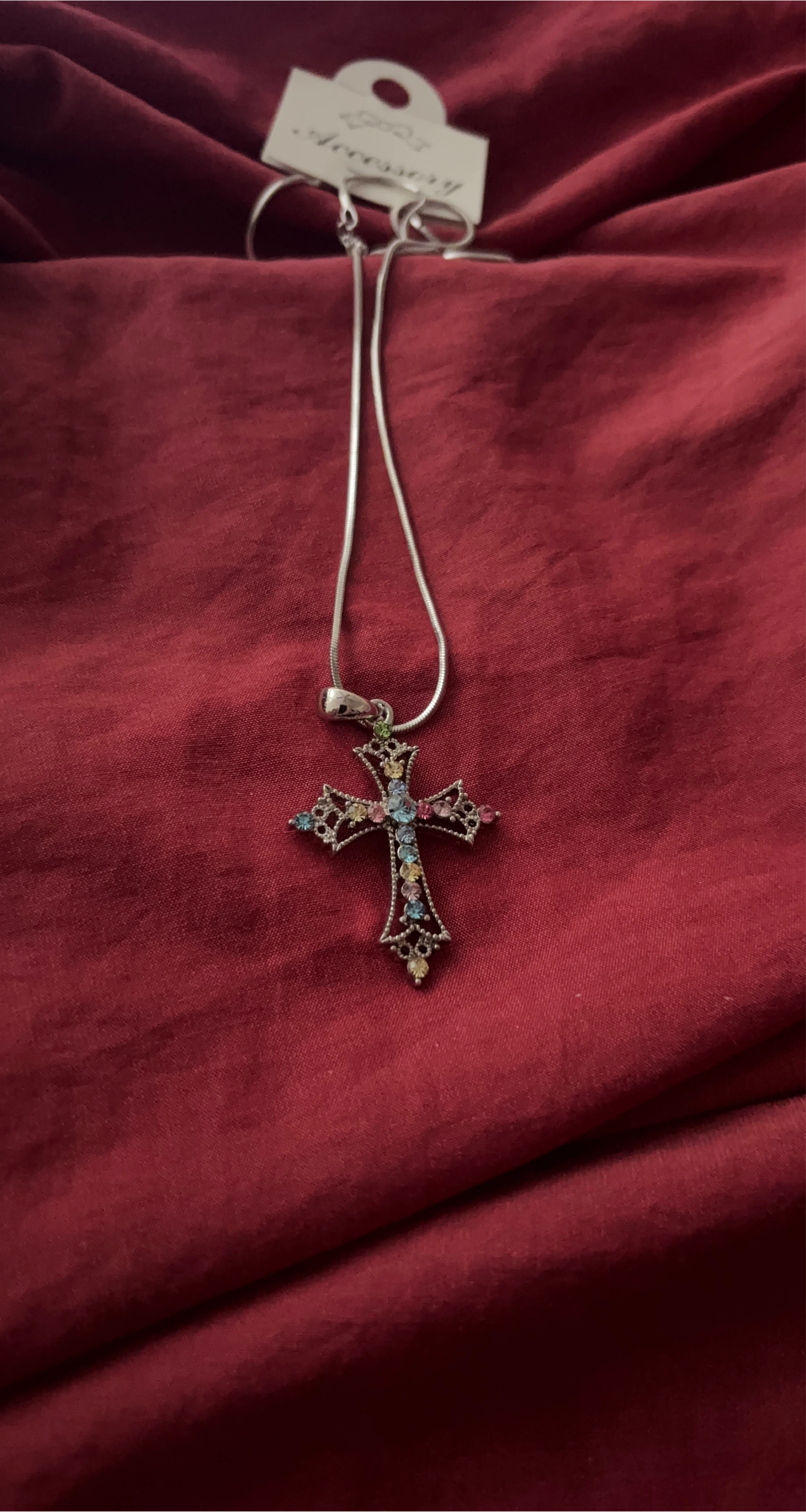 Cross Pendant Necklace - Silver Tone thumbnail