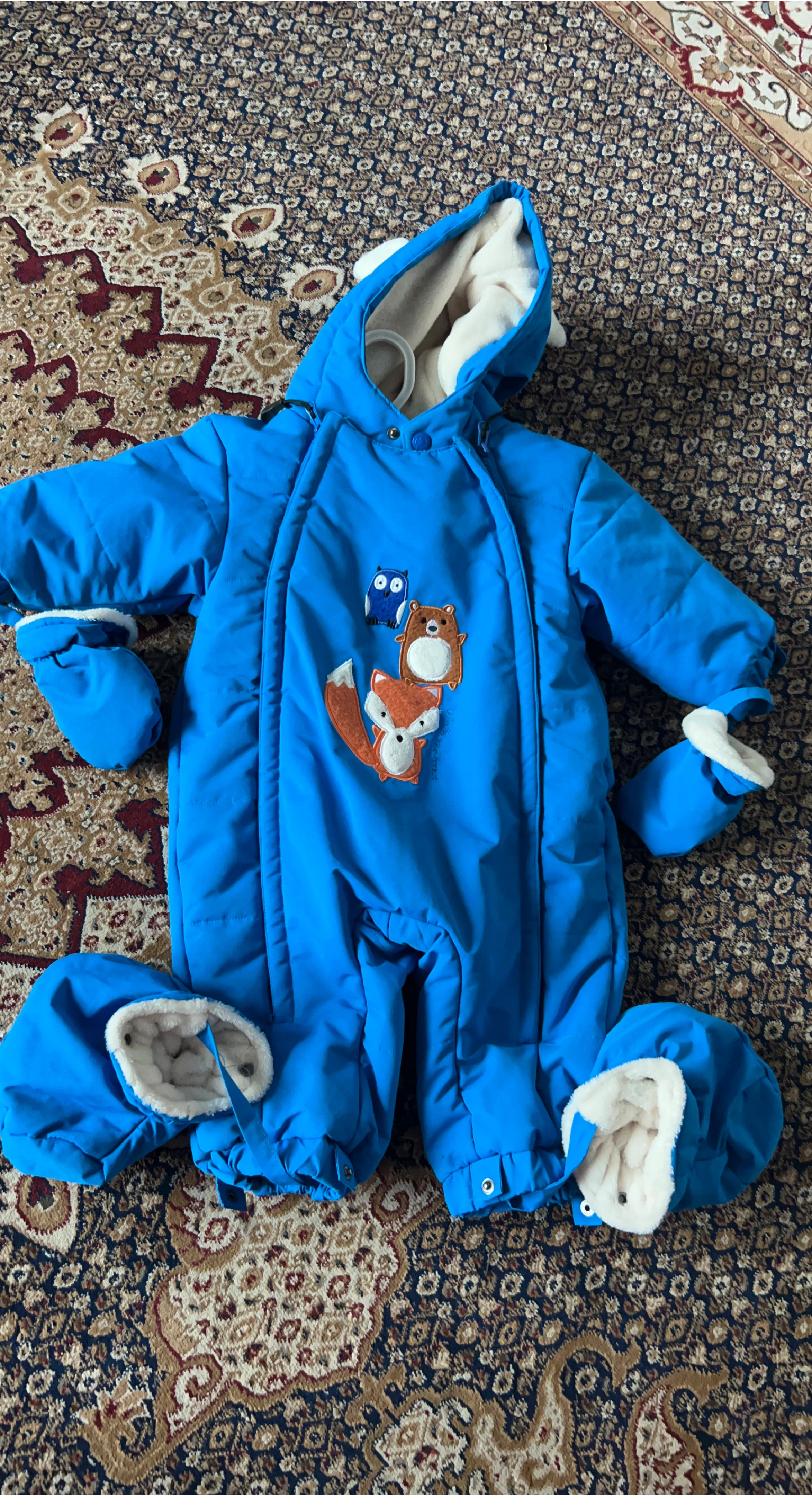 Blue Baby Snowsuit with Mittens & Booties