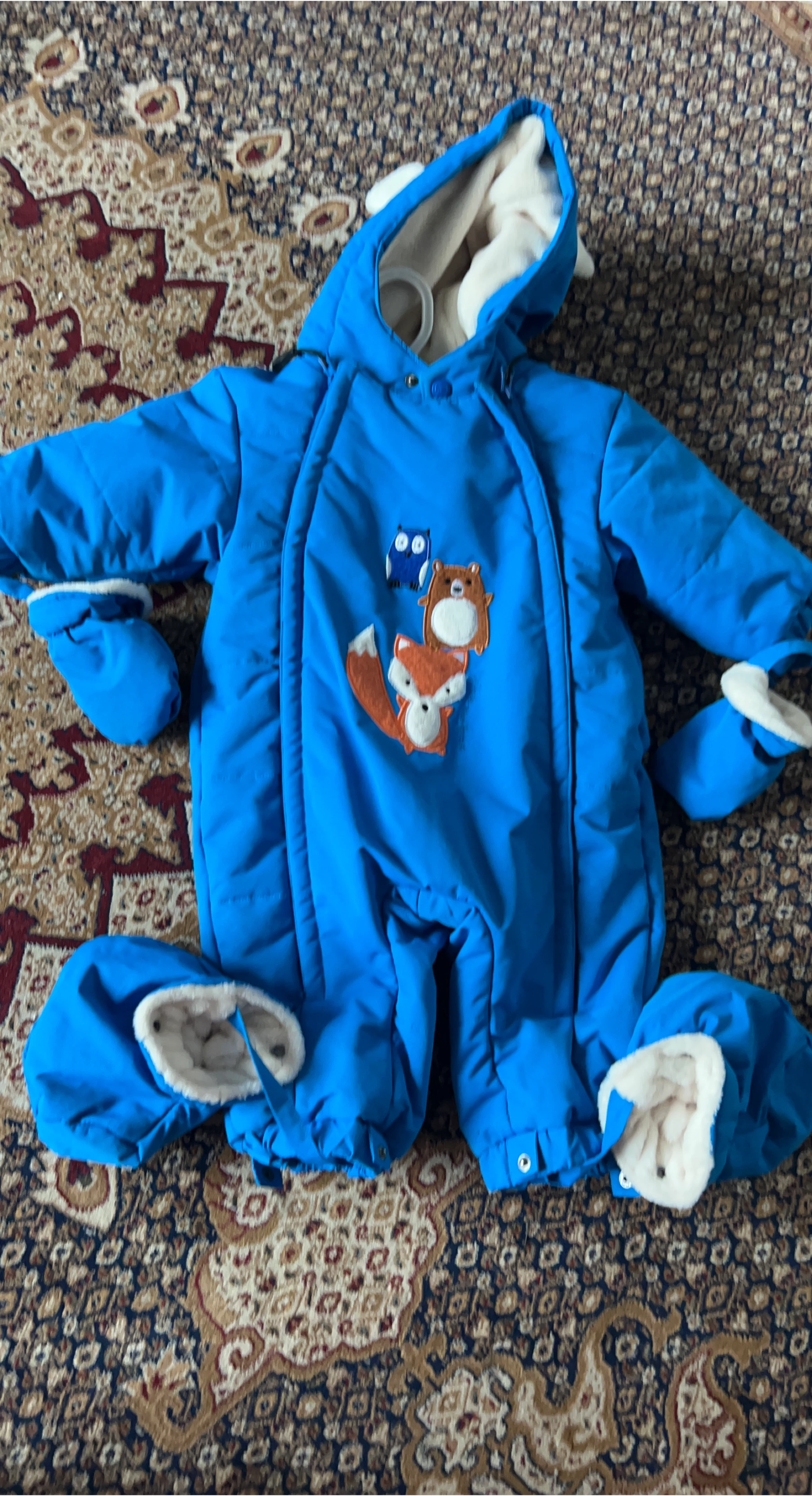 Blue Baby Snowsuit with Mittens & Booties