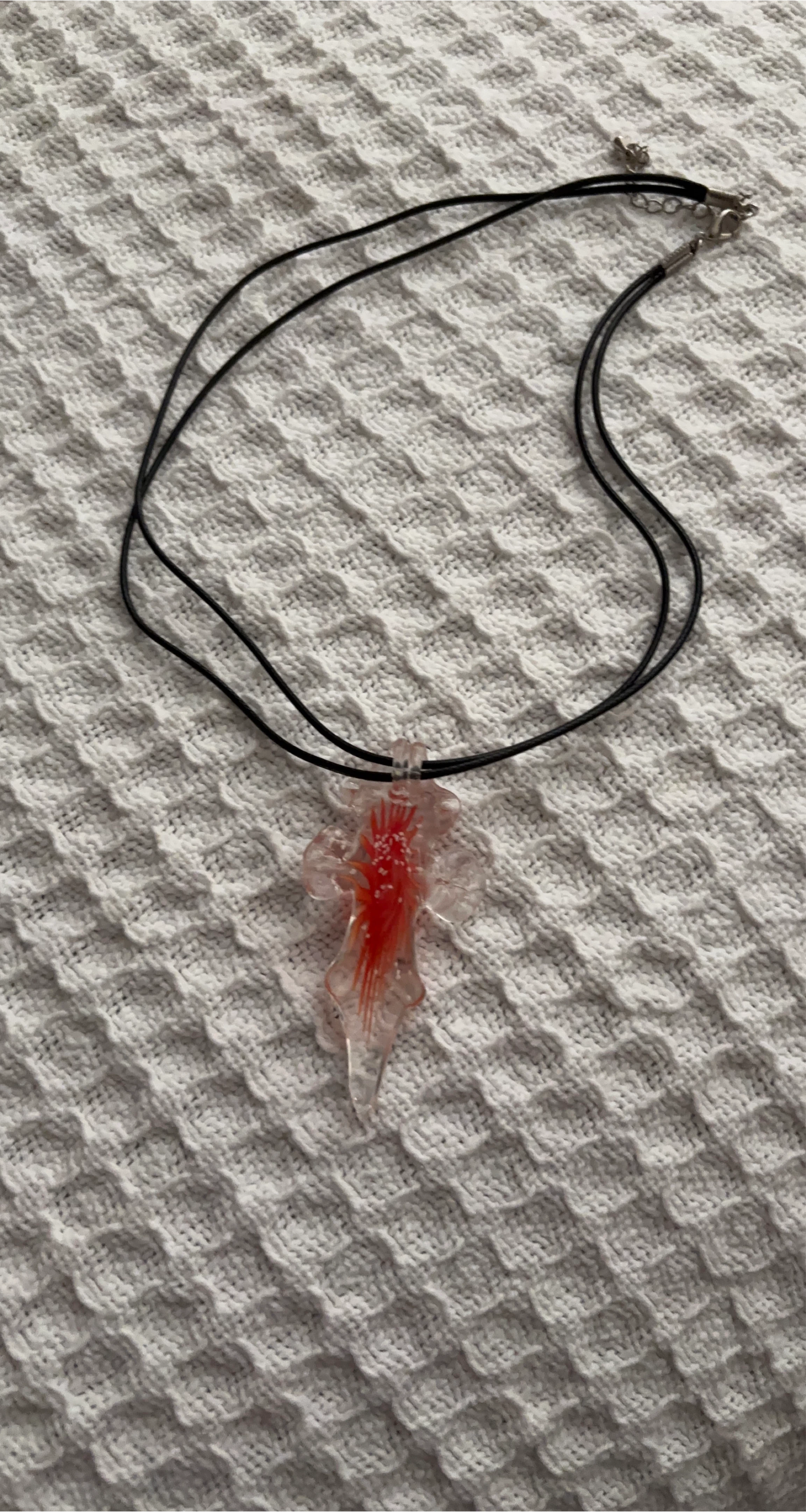 Unique Clear & Red Pendant Necklace