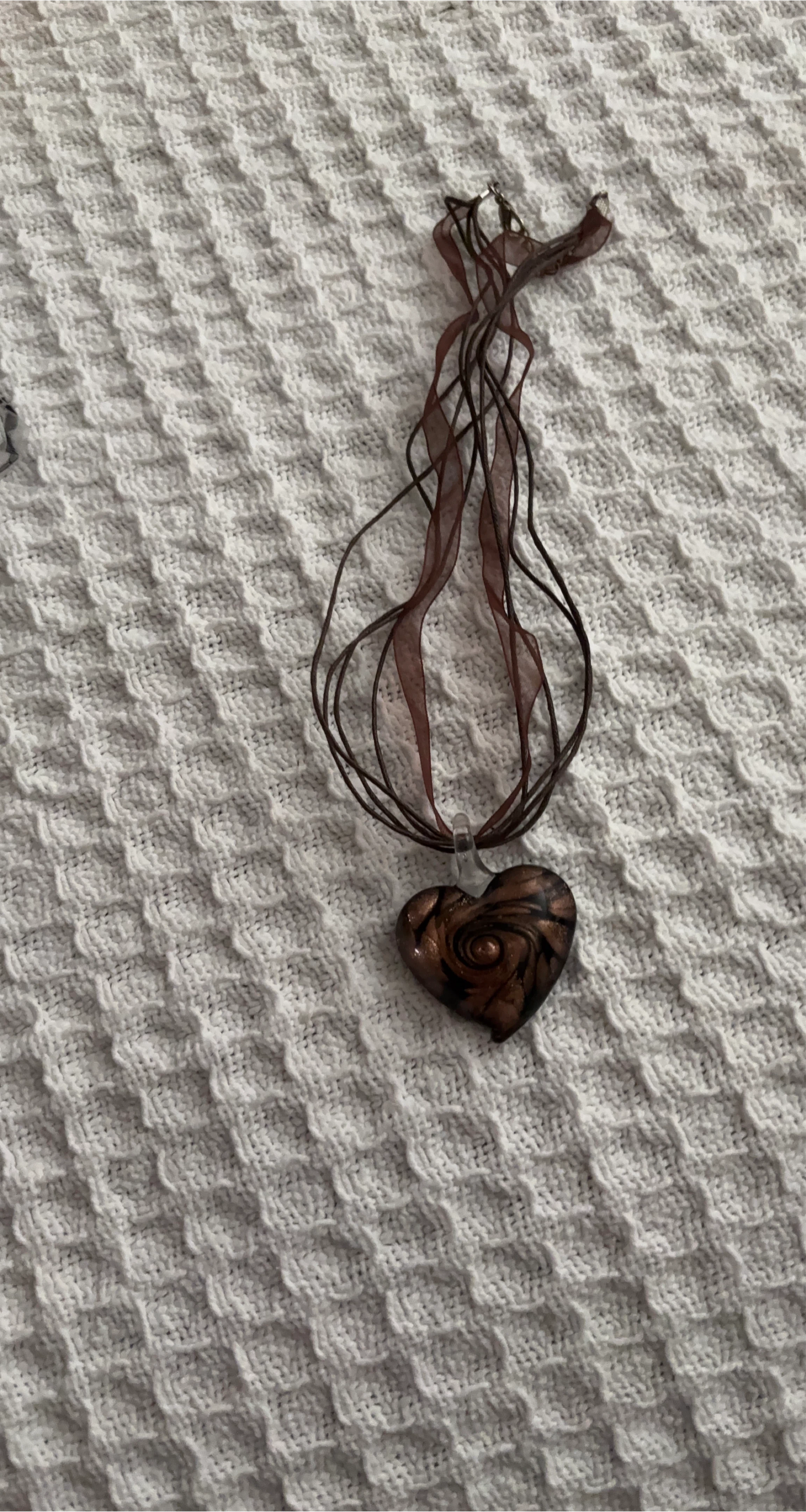 Brown Heart Glass Pendant Necklace thumbnail
