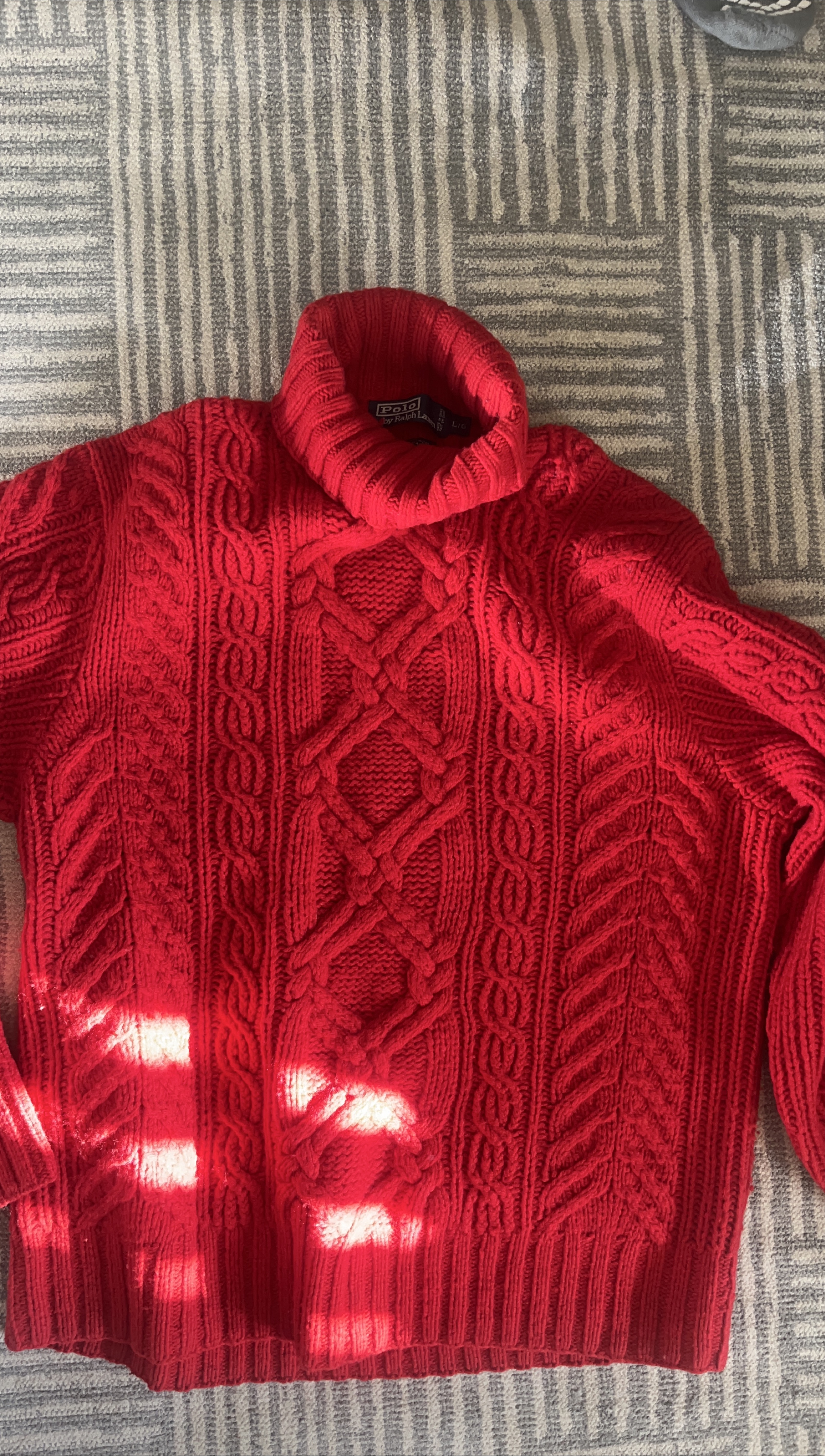 Polo Ralph Lauren Red Cable Knit Sweater, L thumbnail