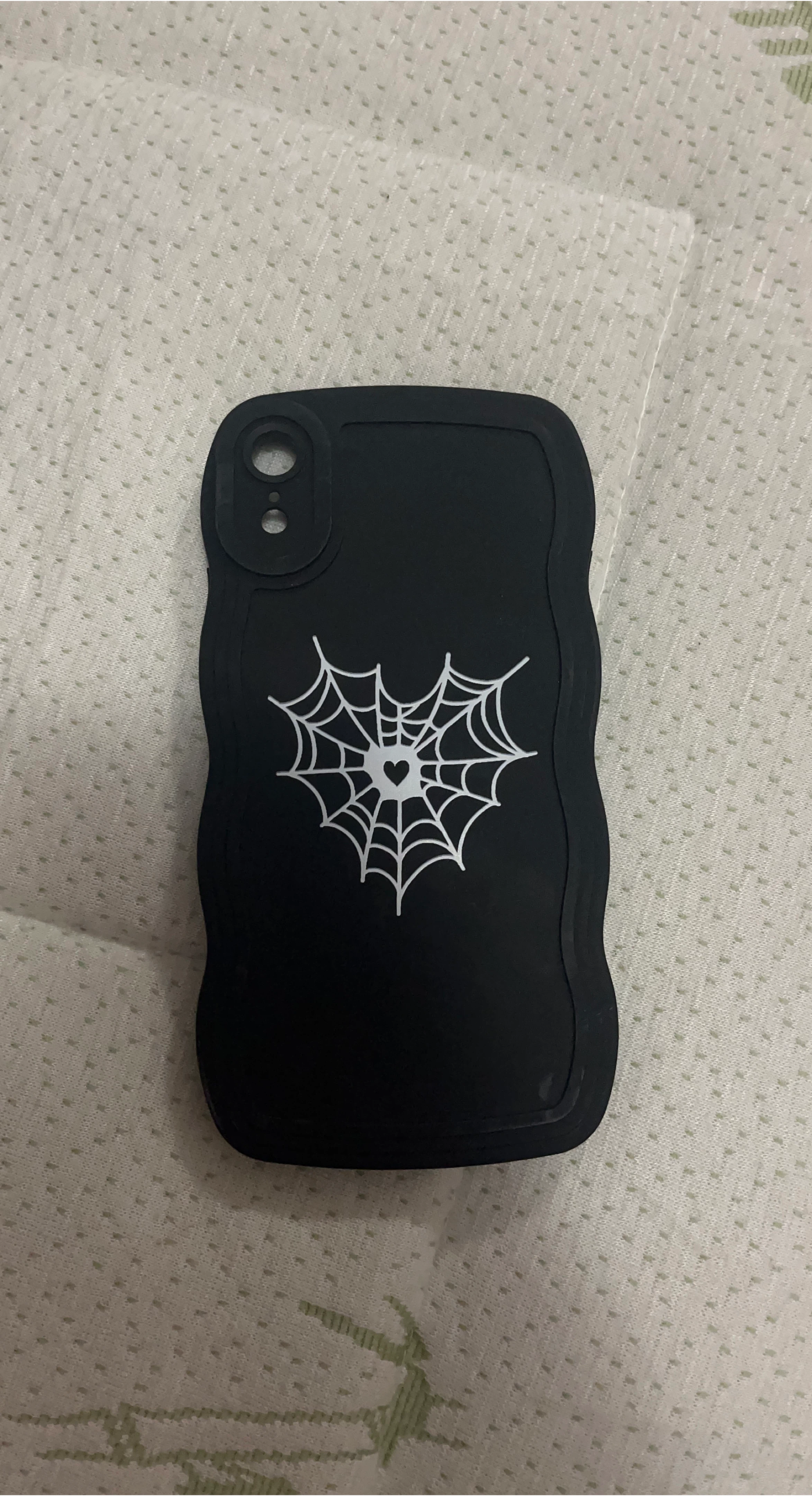 Black iPhone XR Case with Spiderweb Design