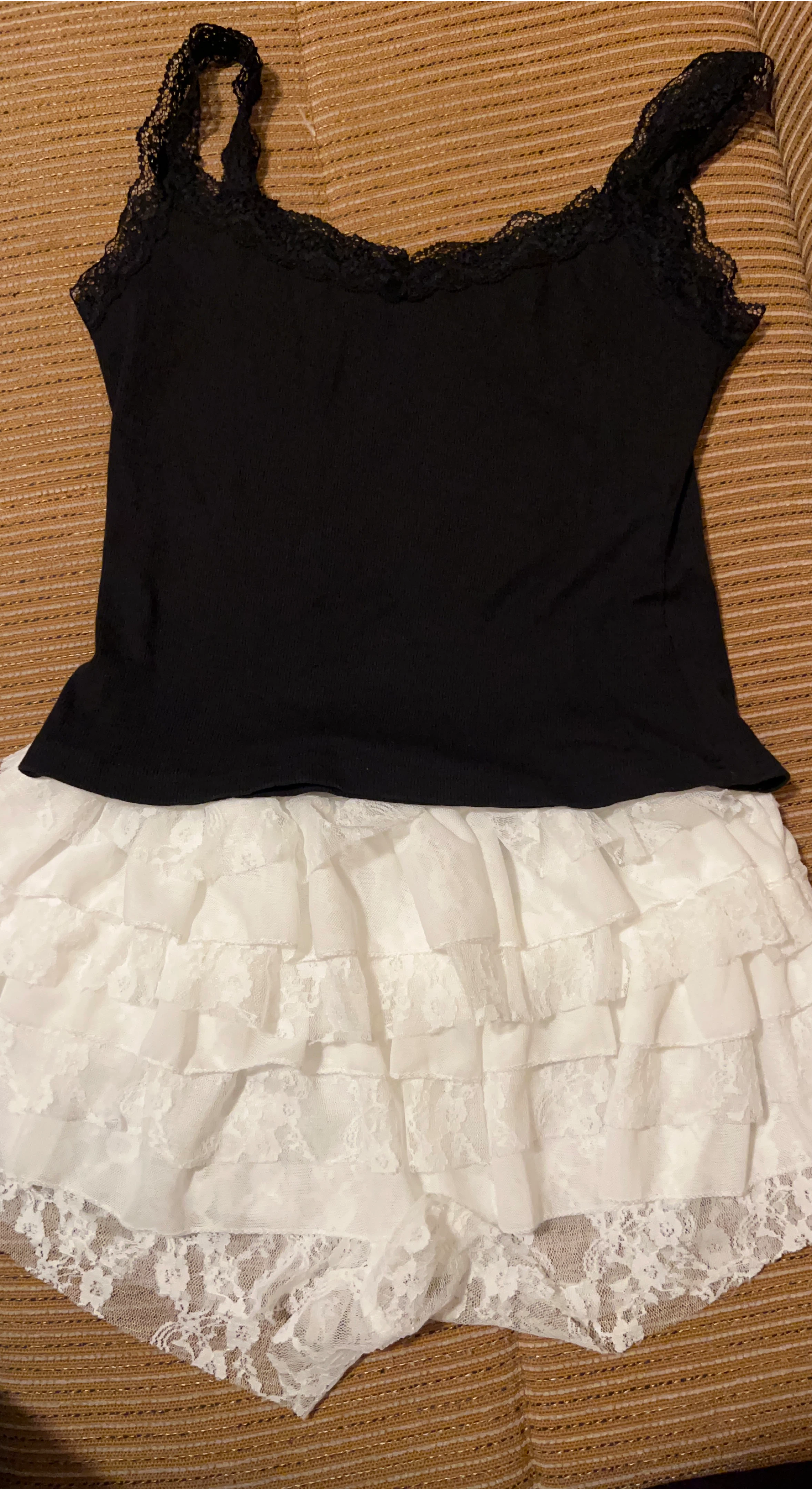 Black Tank Top with White Lace Skirt thumbnail