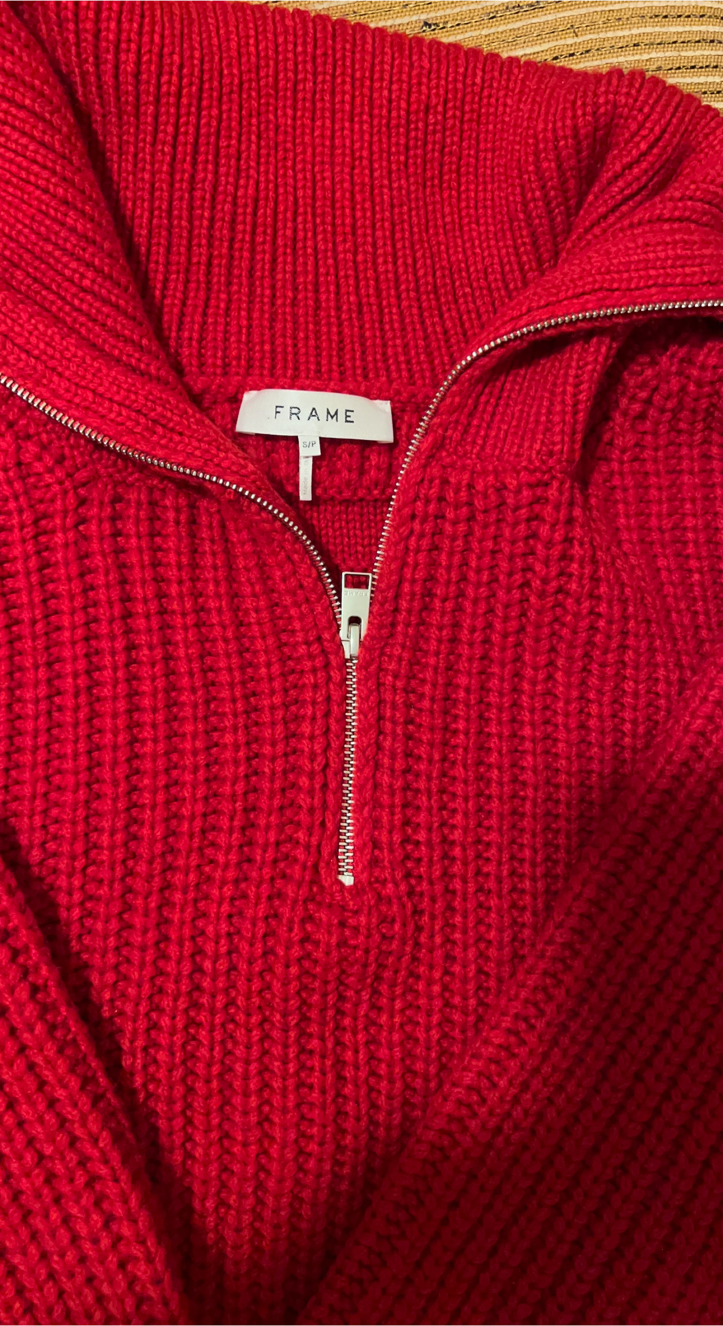 FRAME Red Knit Half-Zip Pullover - Size S/P thumbnail