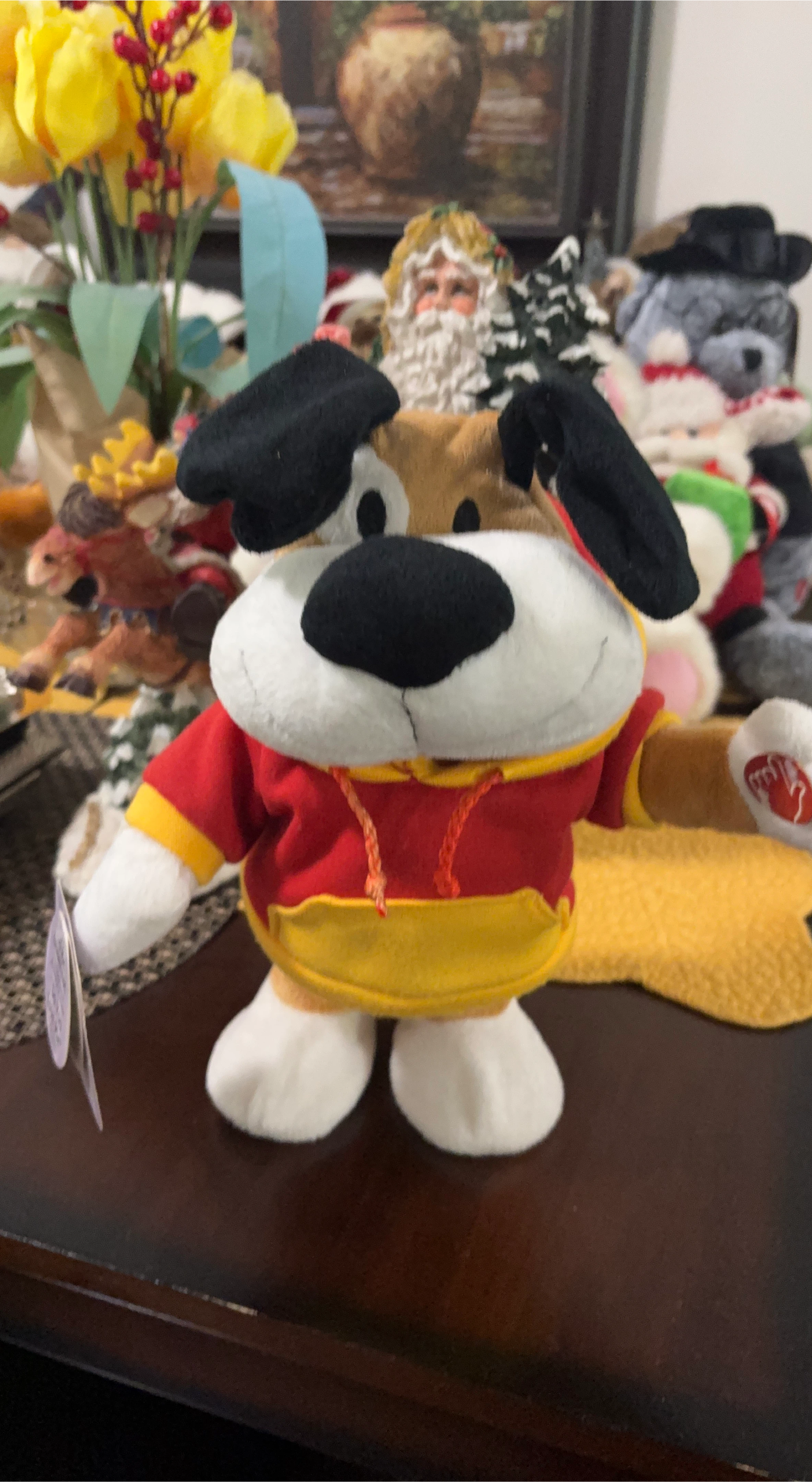 Dog Plush Toy with Red Hoodie thumbnail