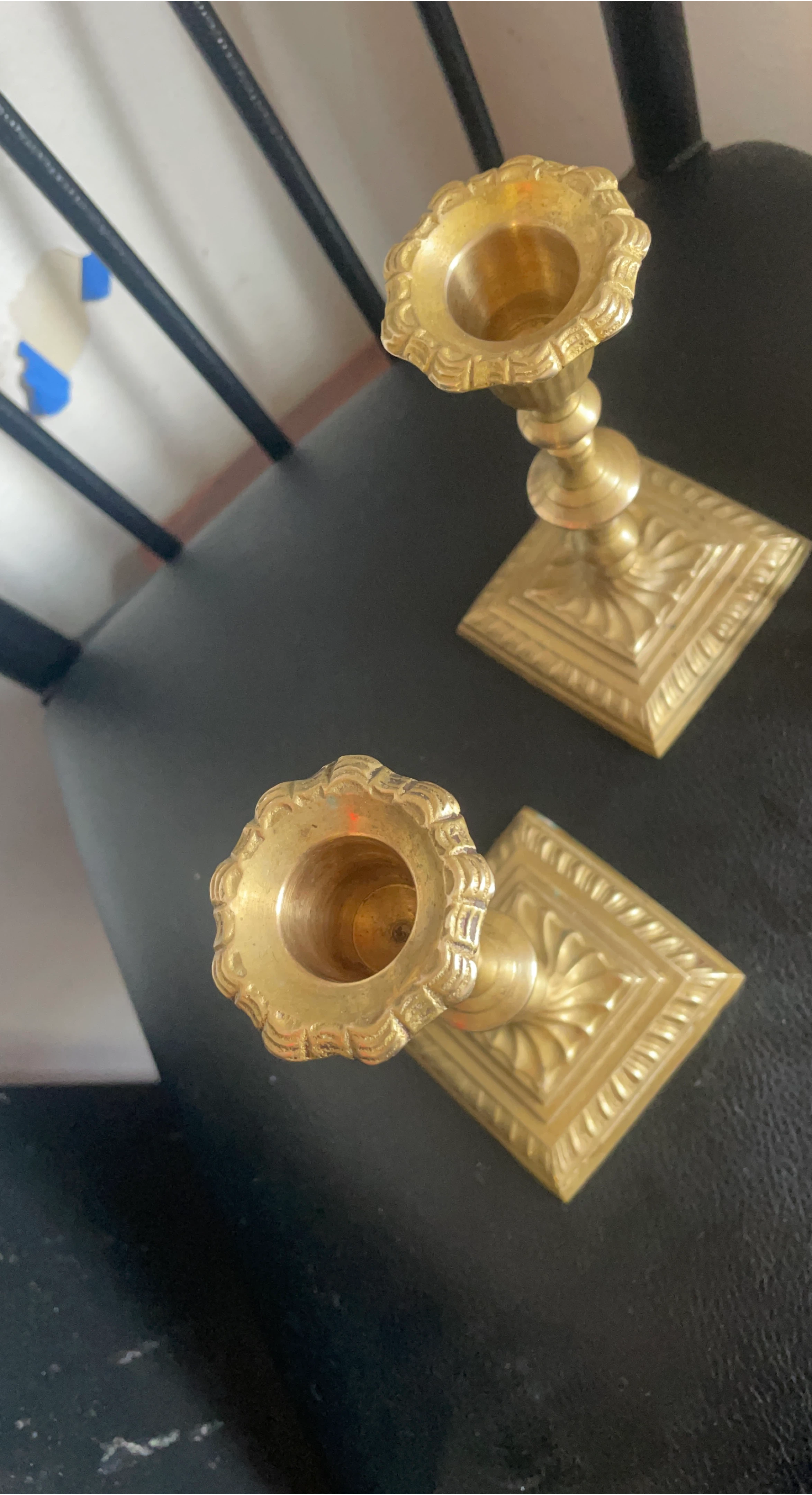 Set of 2 Vintage Brass Candlestick Holders