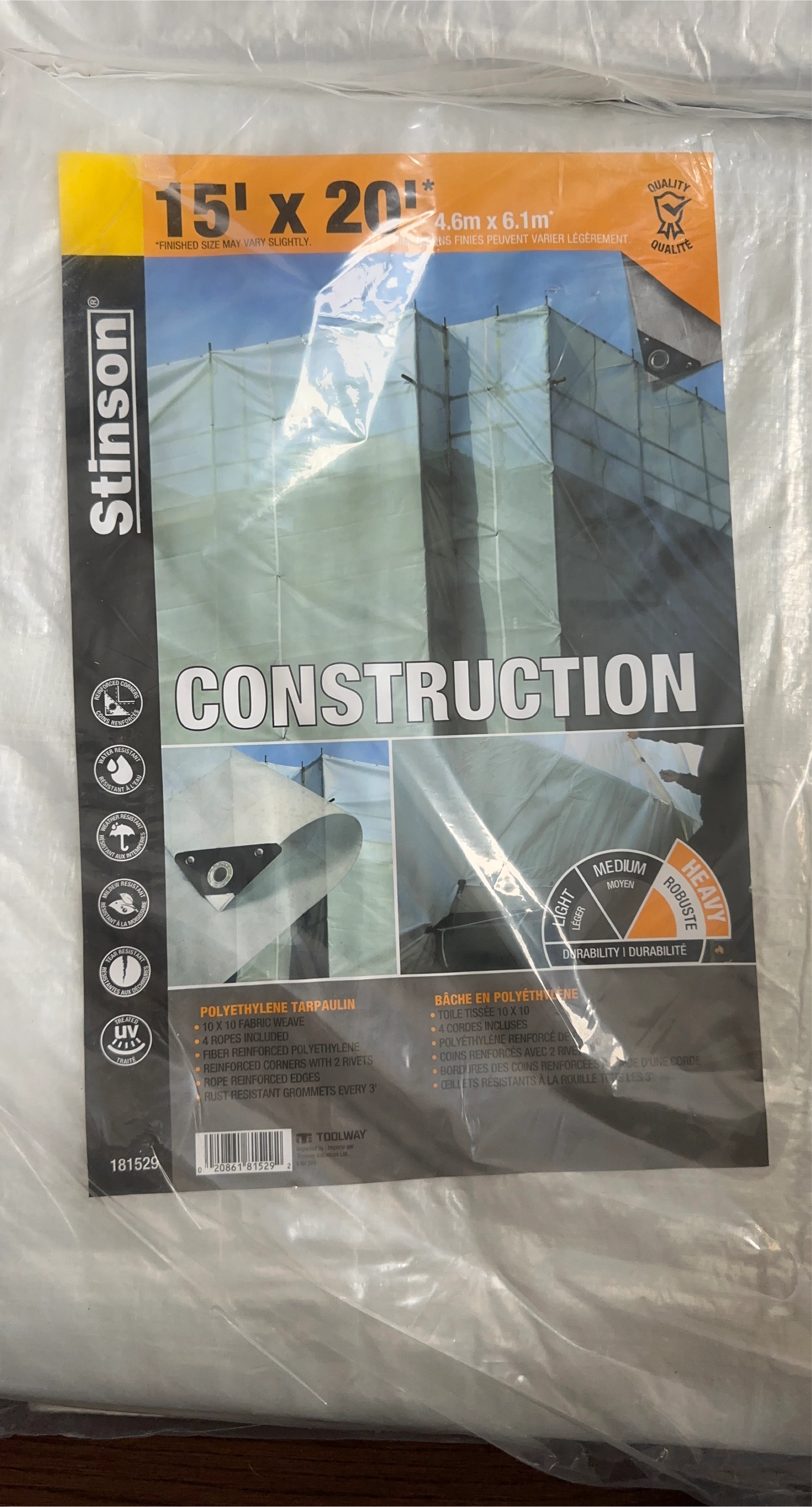 Stinson Construction Polyethylene Tarpaulin 15' x 20' thumbnail