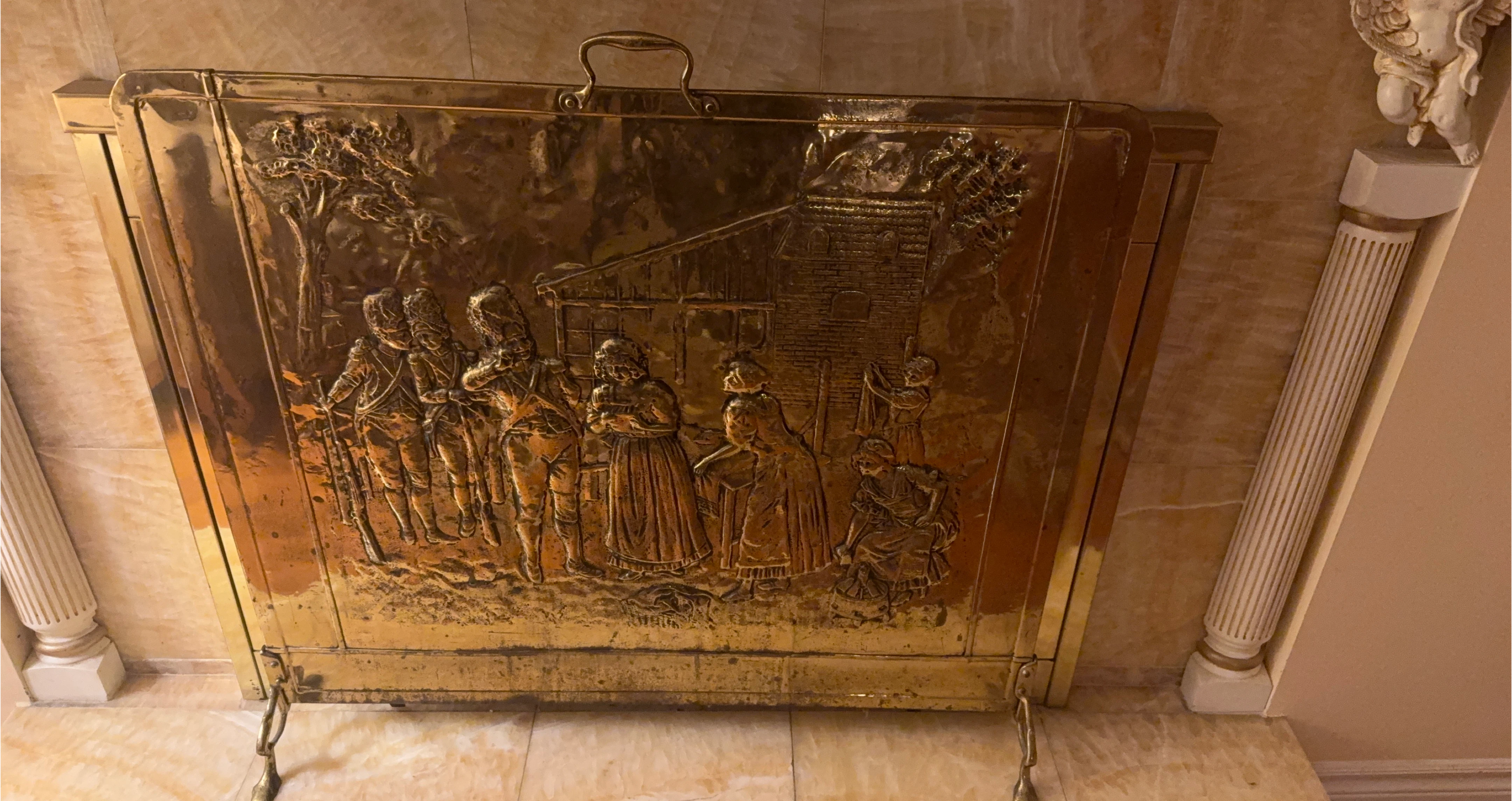 Vintage Fireplace Screen with Embossed Design thumbnail