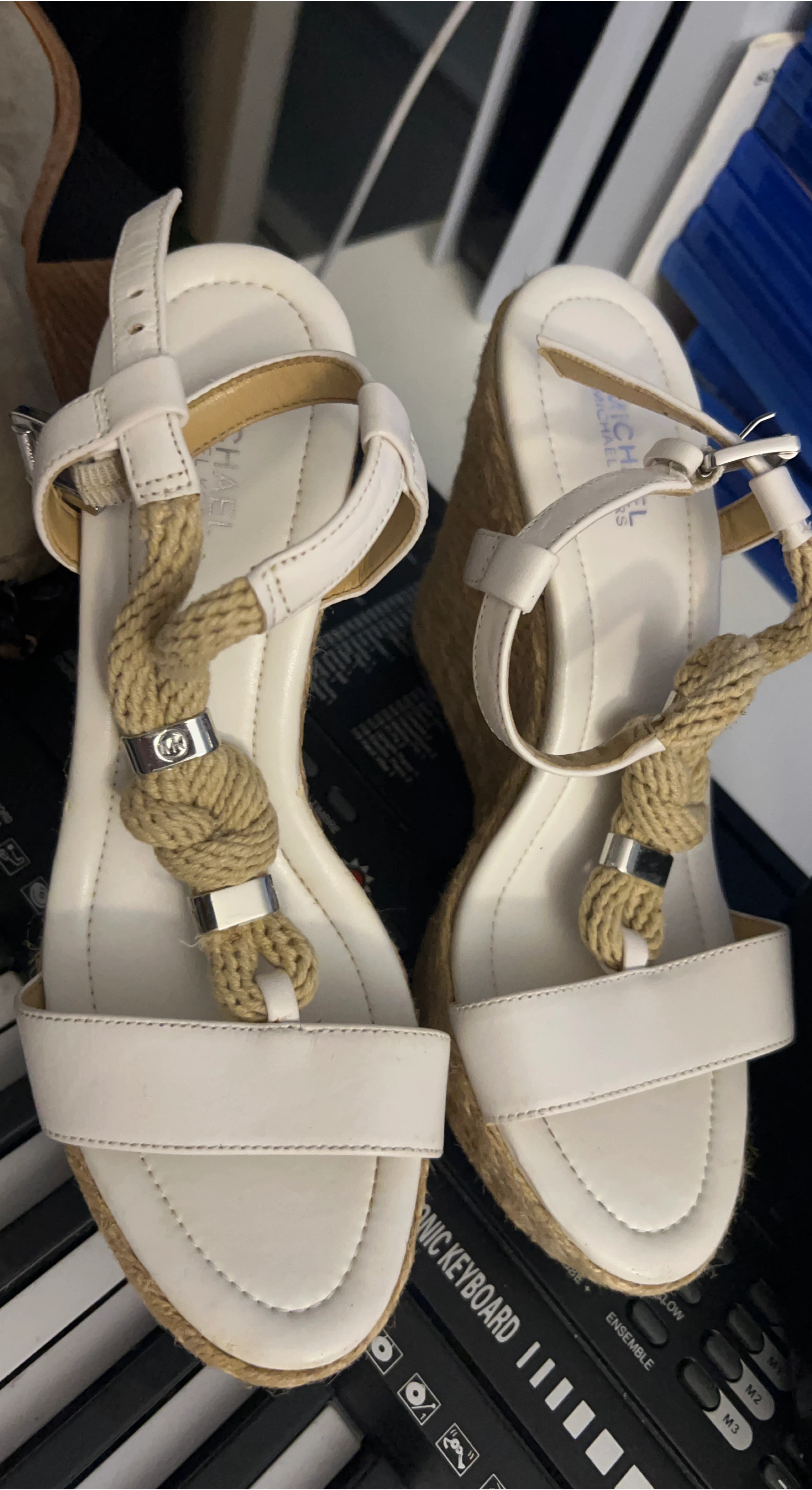 Michael Kors White Wedge Sandals thumbnail