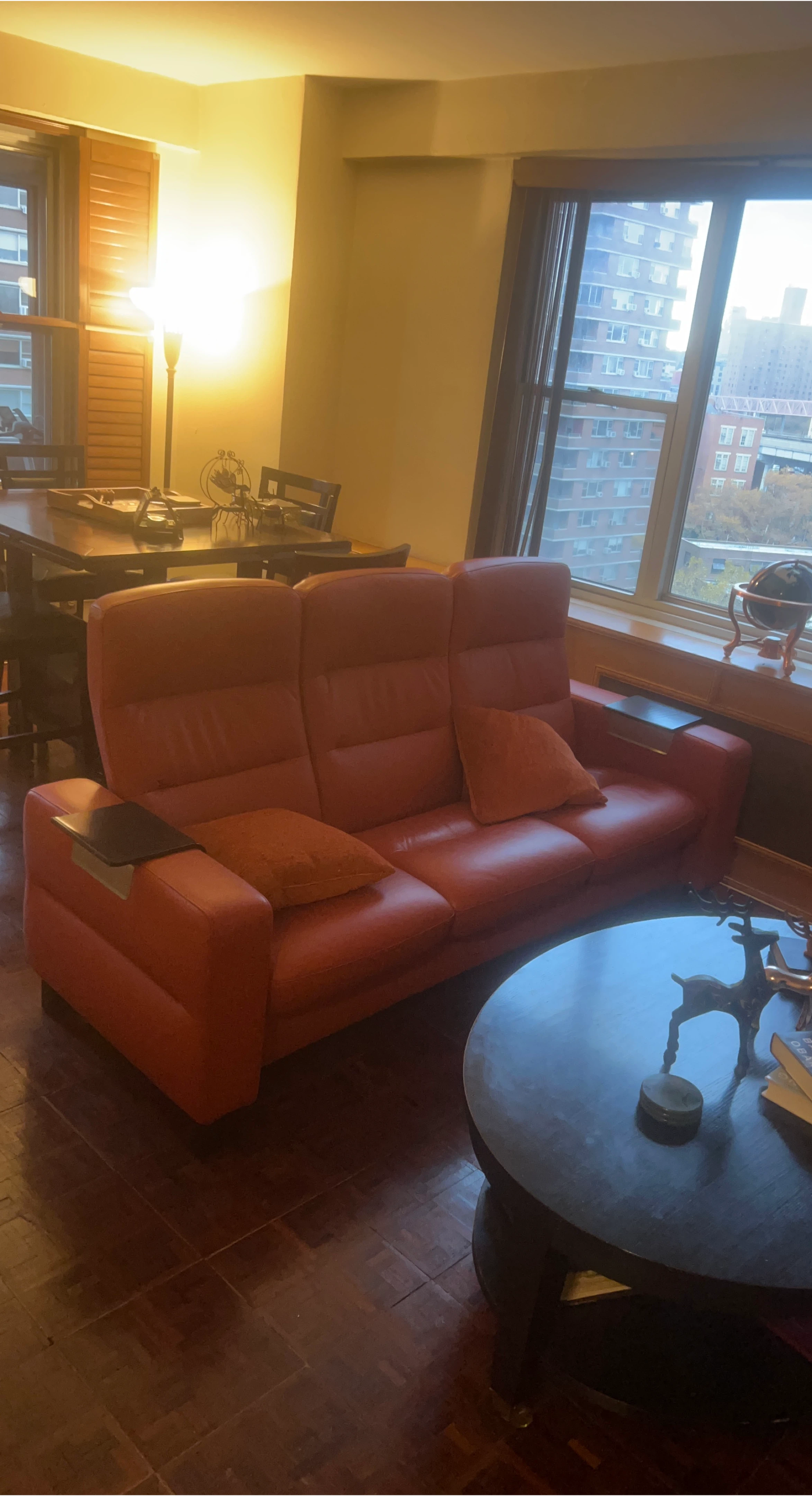 Red Leather Reclining Sofa
