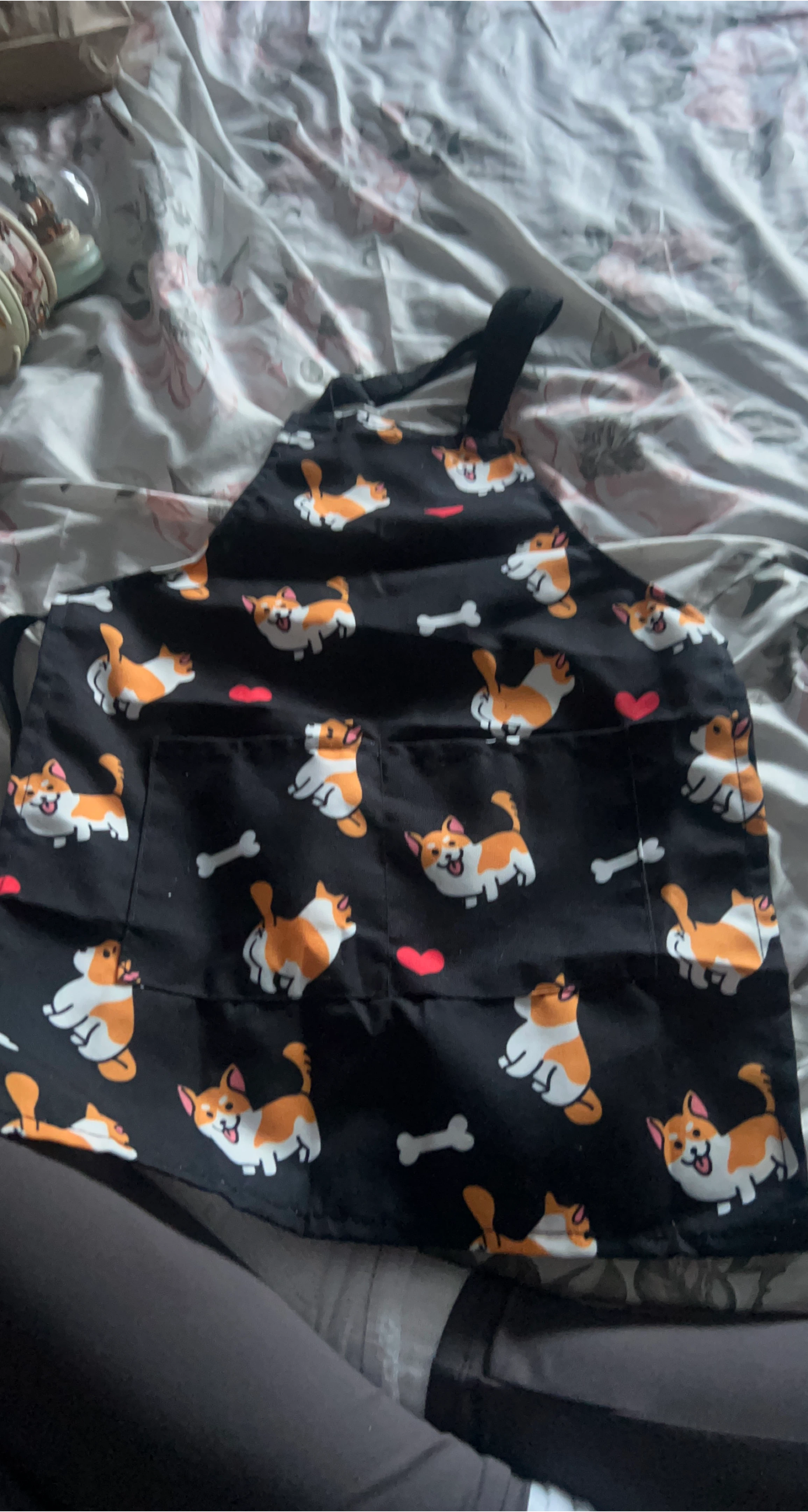 Corgi Print Apron - Black thumbnail