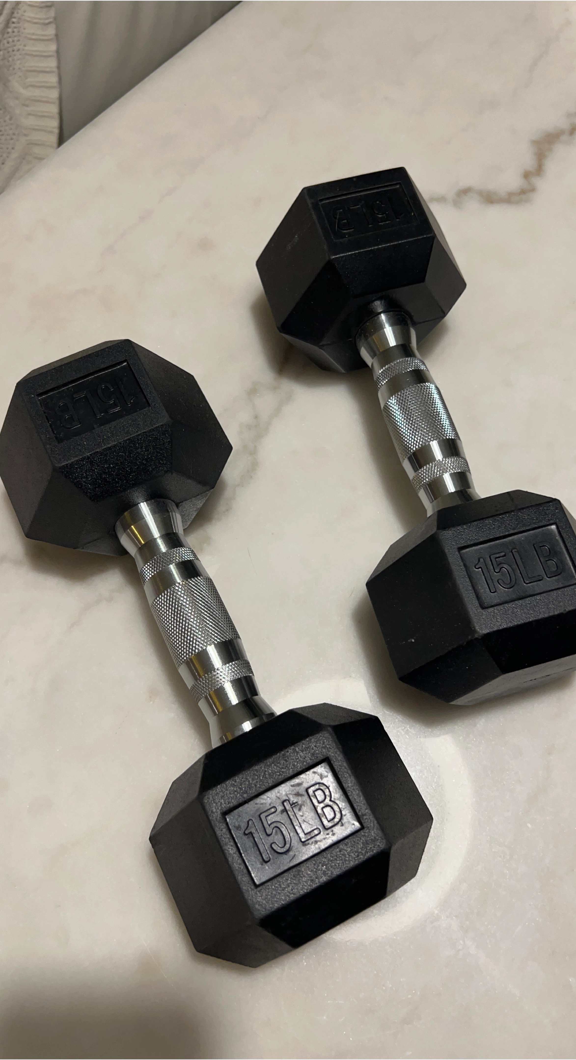 15LB Hex Dumbbells - Pair