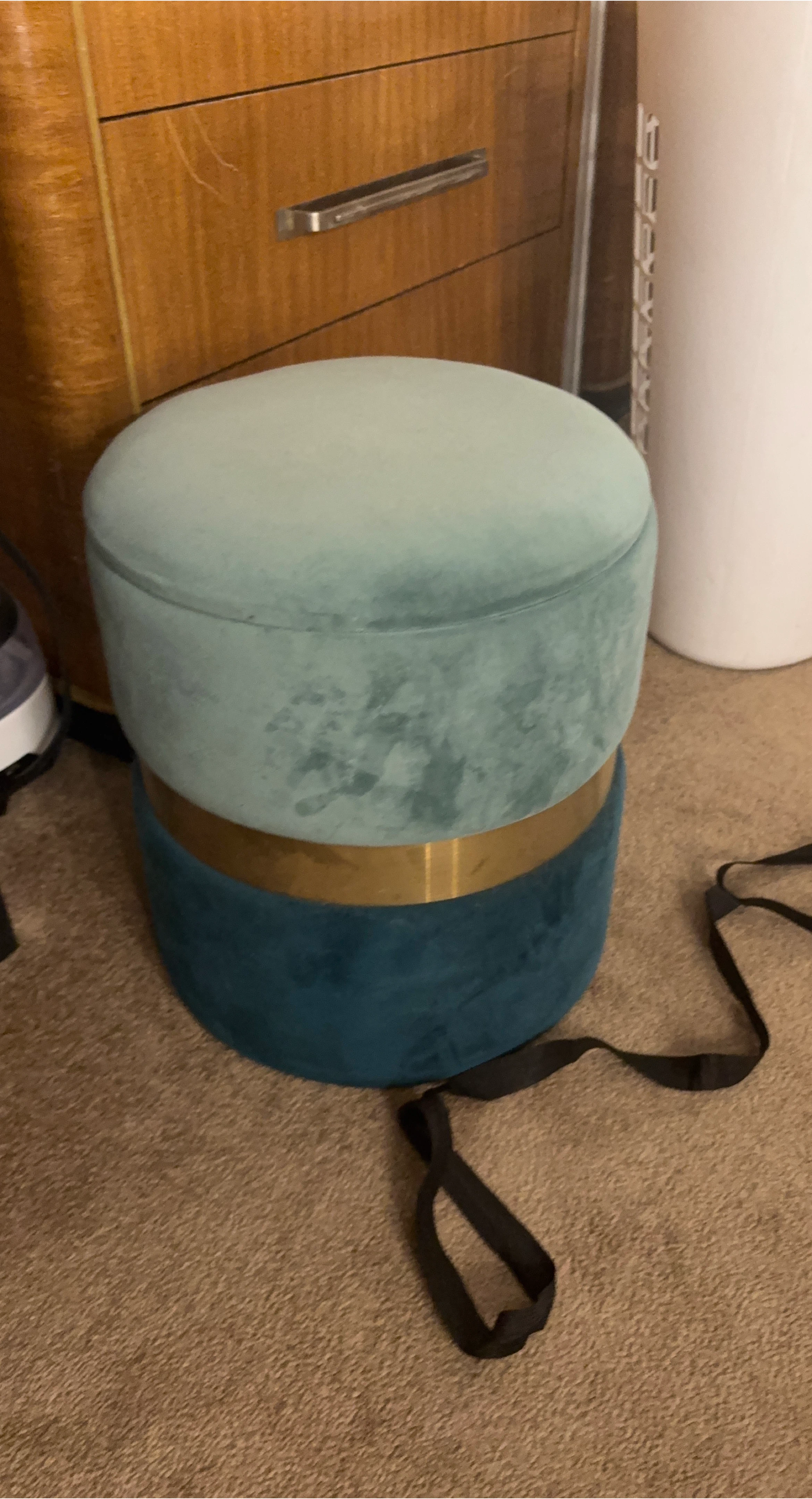 Teal Velvet Storage Ottoman - Pair