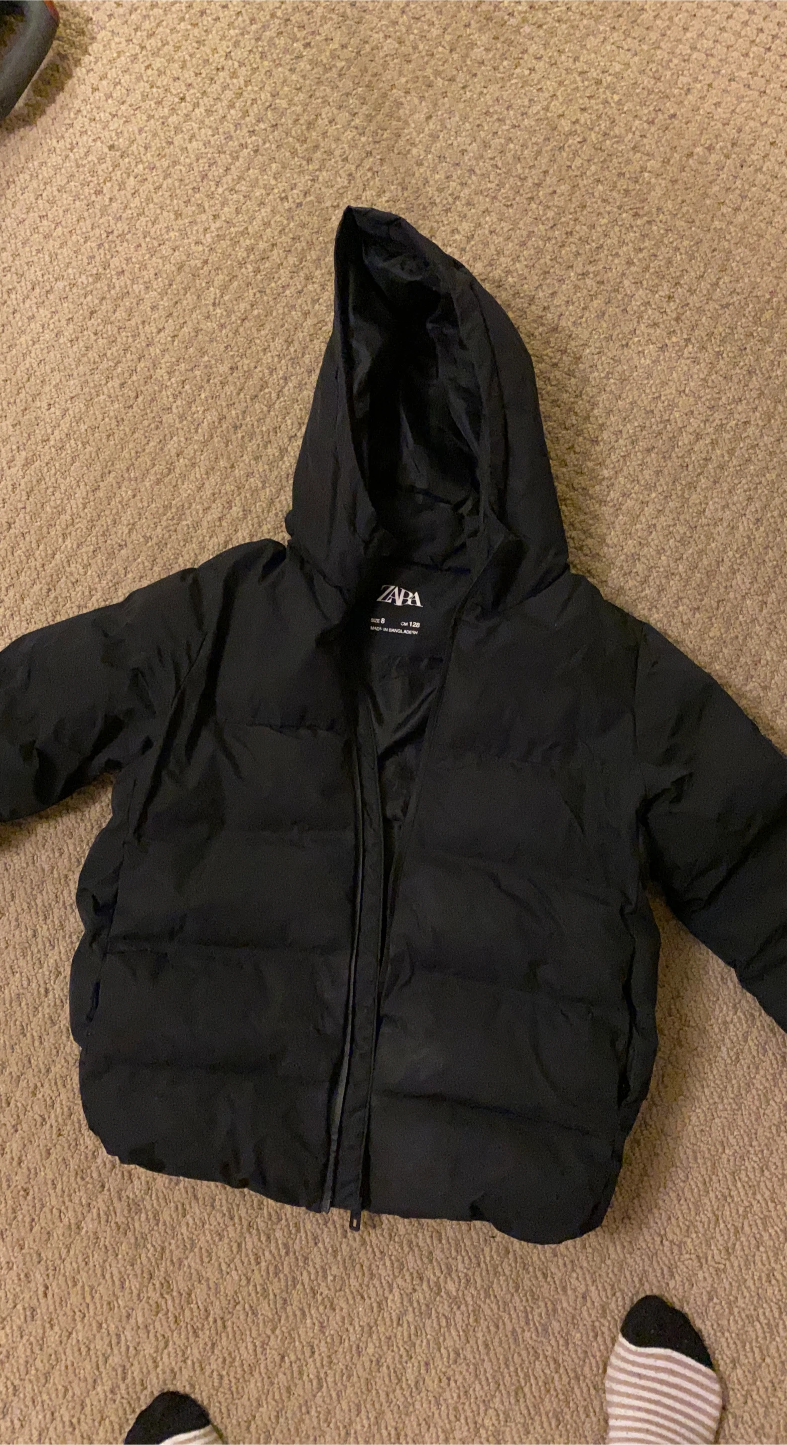 ZARA Black Puffer Jacket - Size 8 thumbnail