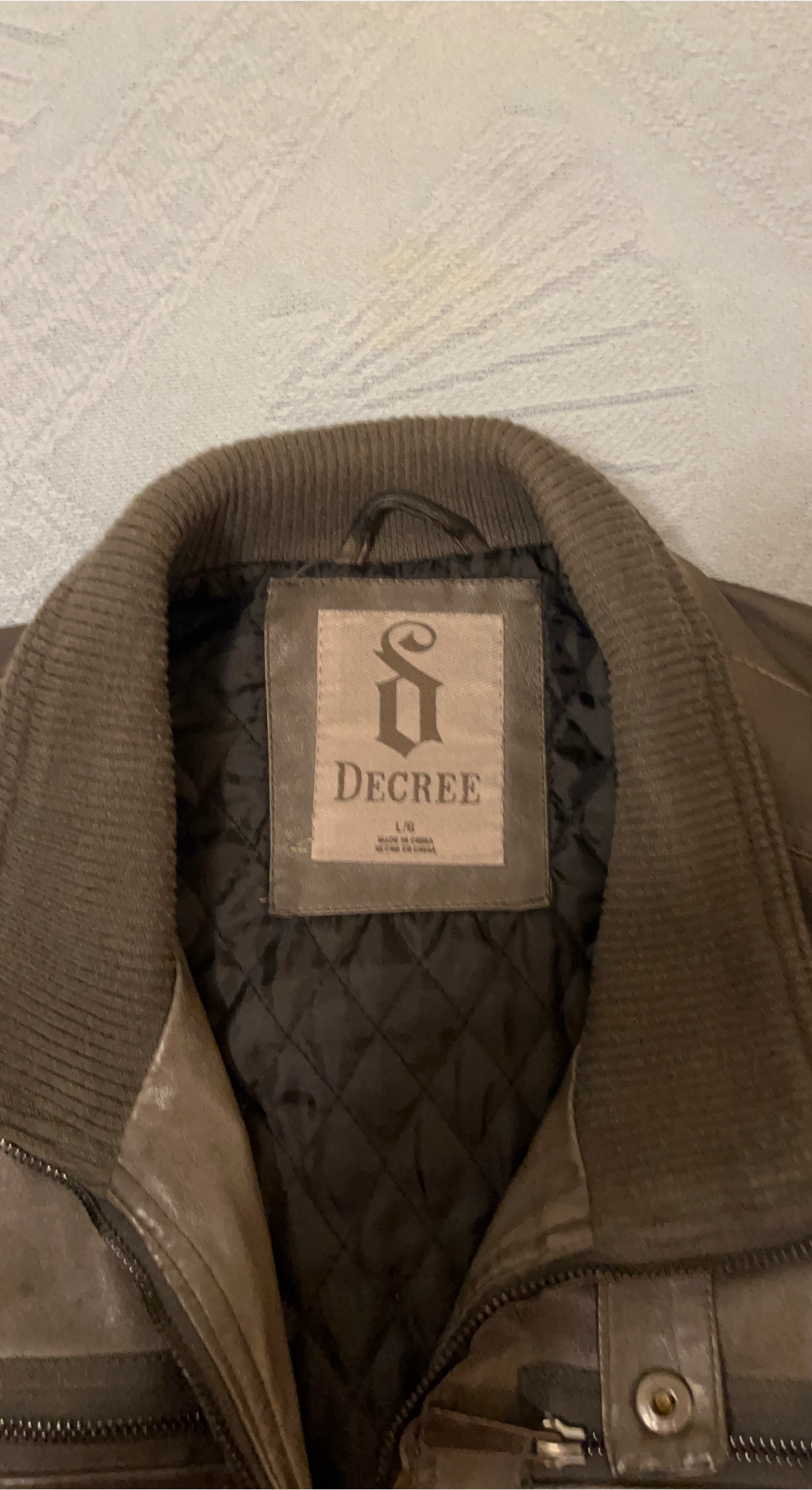 Decree Brown Leather Jacket - Size L thumbnail