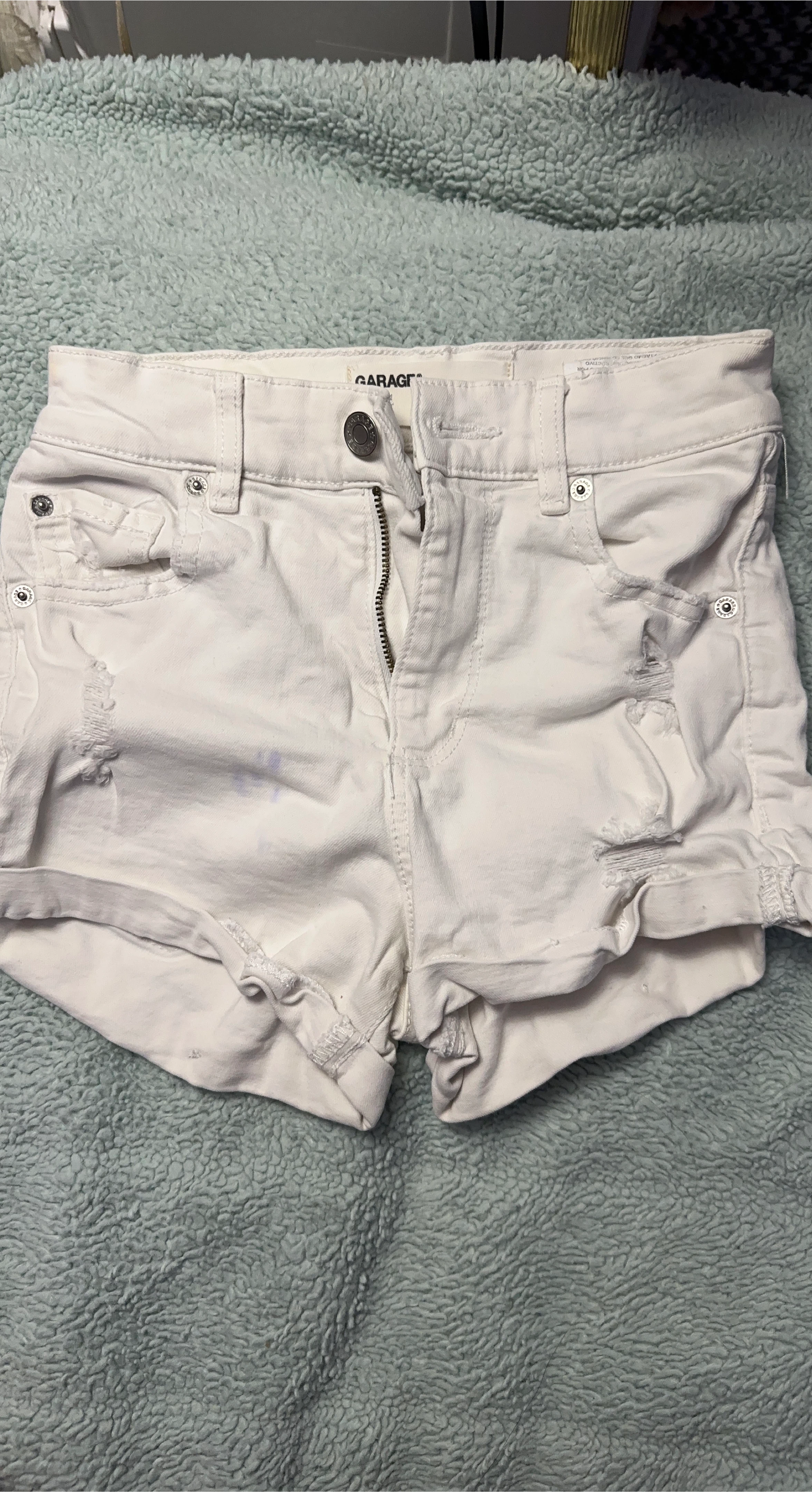 Garage White Denim Shorts