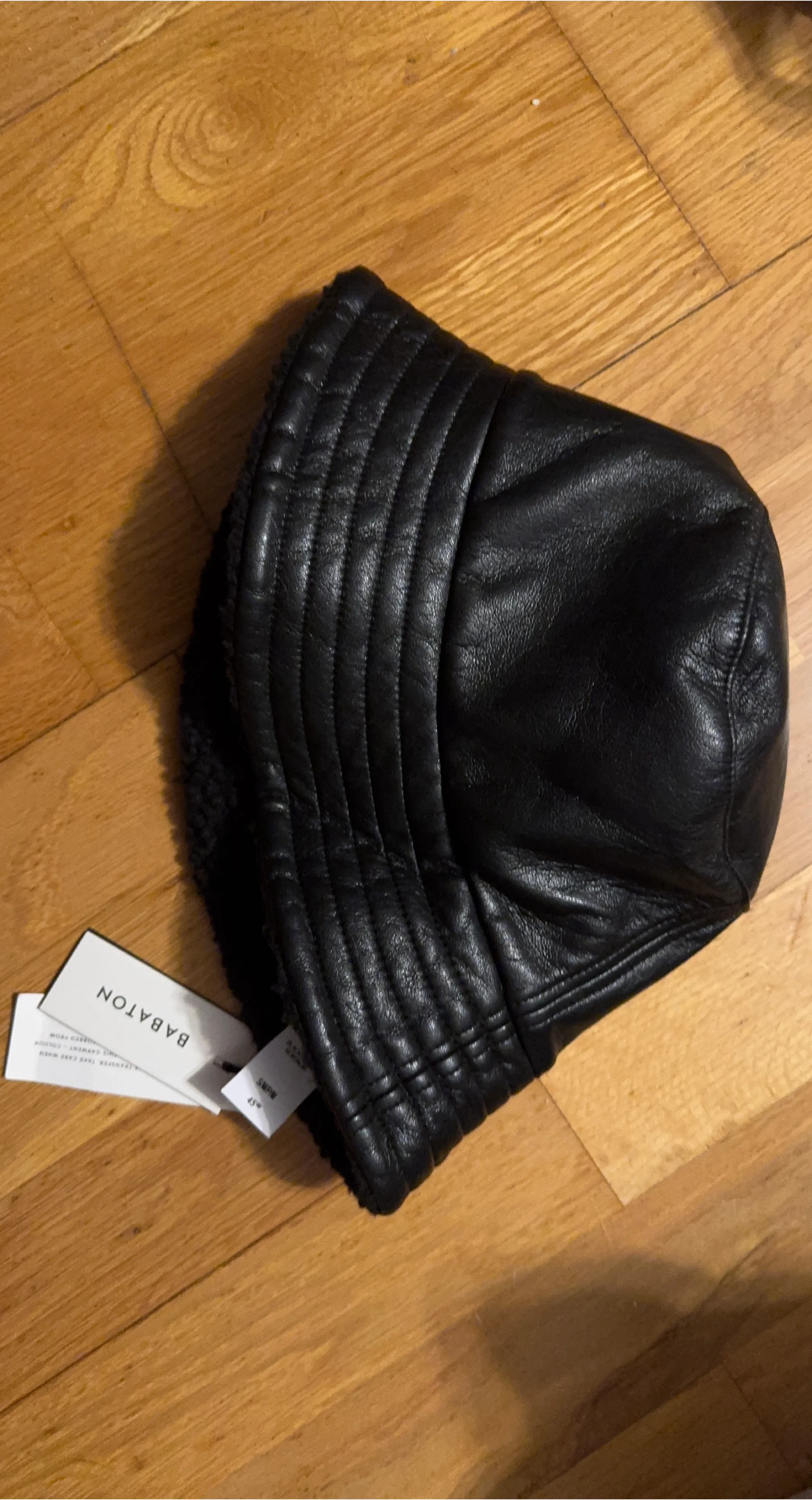 Babaton Black Faux Leather Bucket Hat - Size S/M
