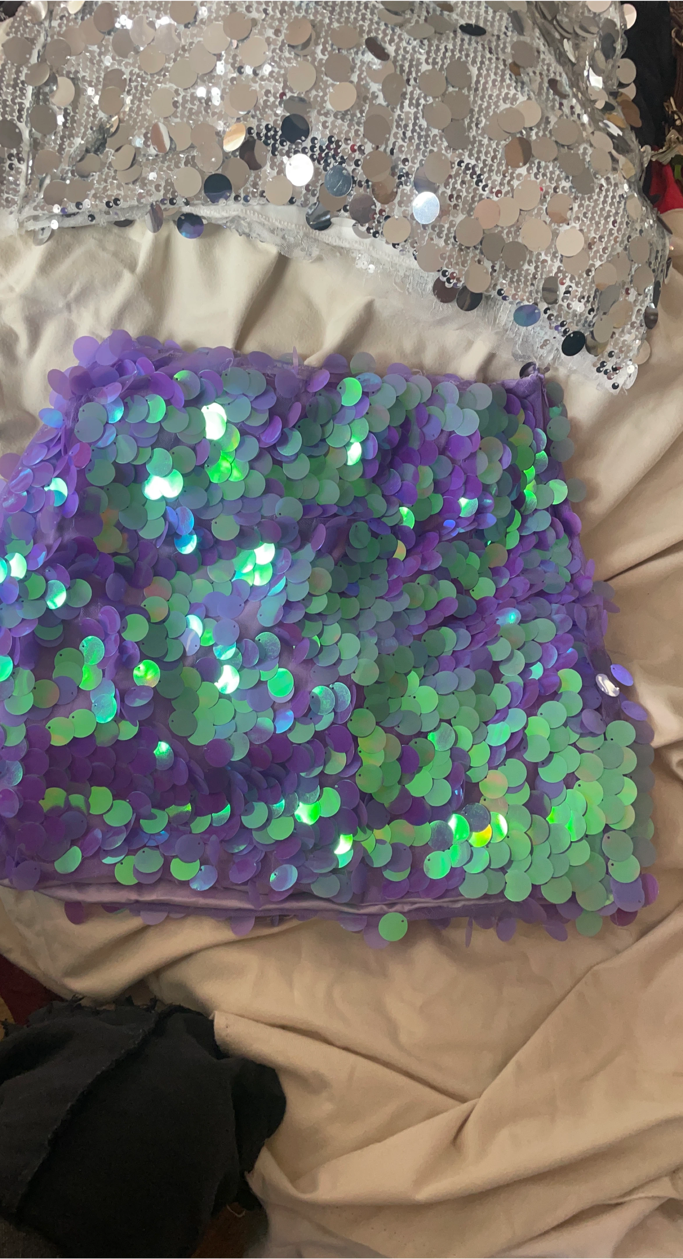 Sequin Pillow Cover Purple/Green
