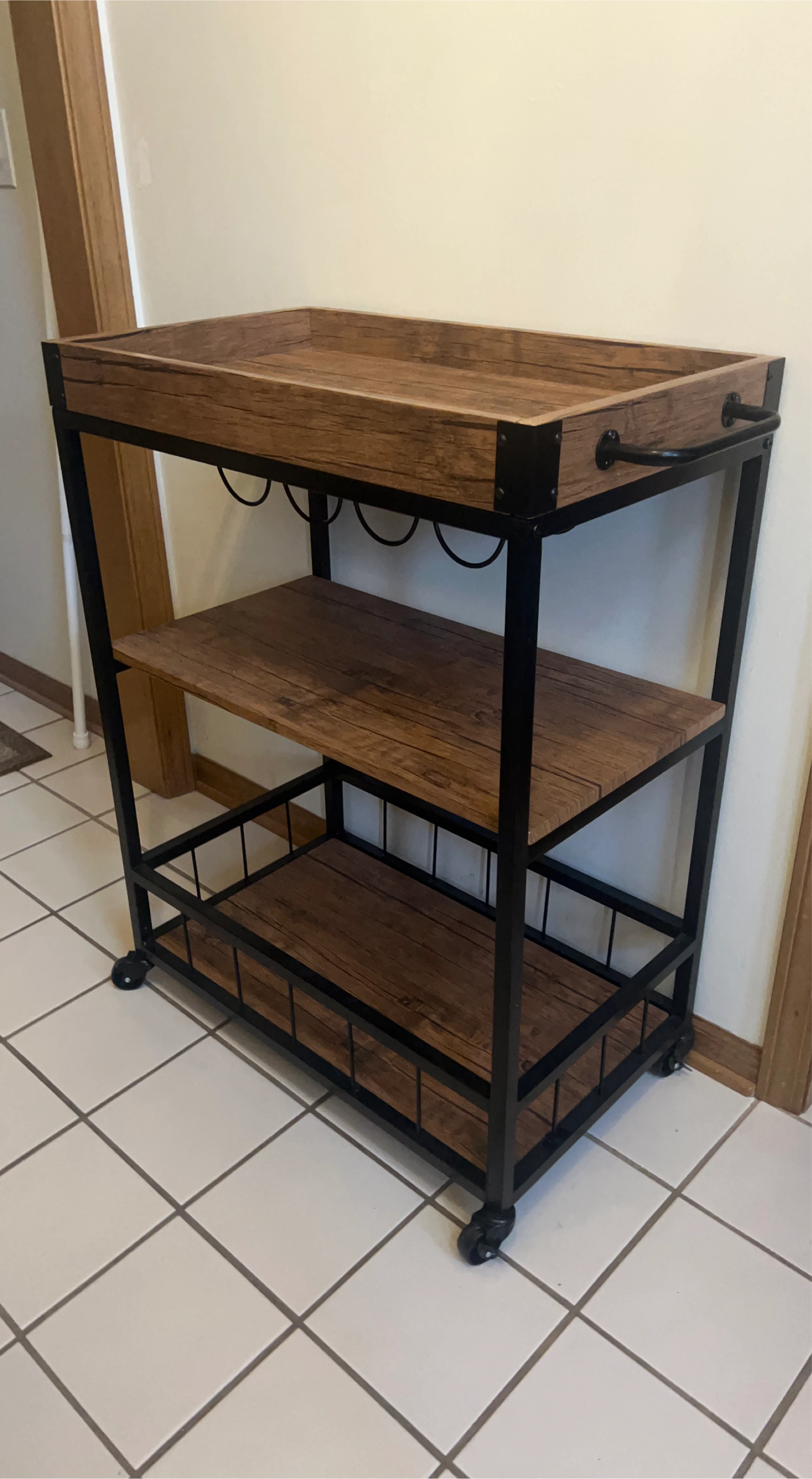 3 Tier Bar Cart / Rolling Beverage Cart with wheels
