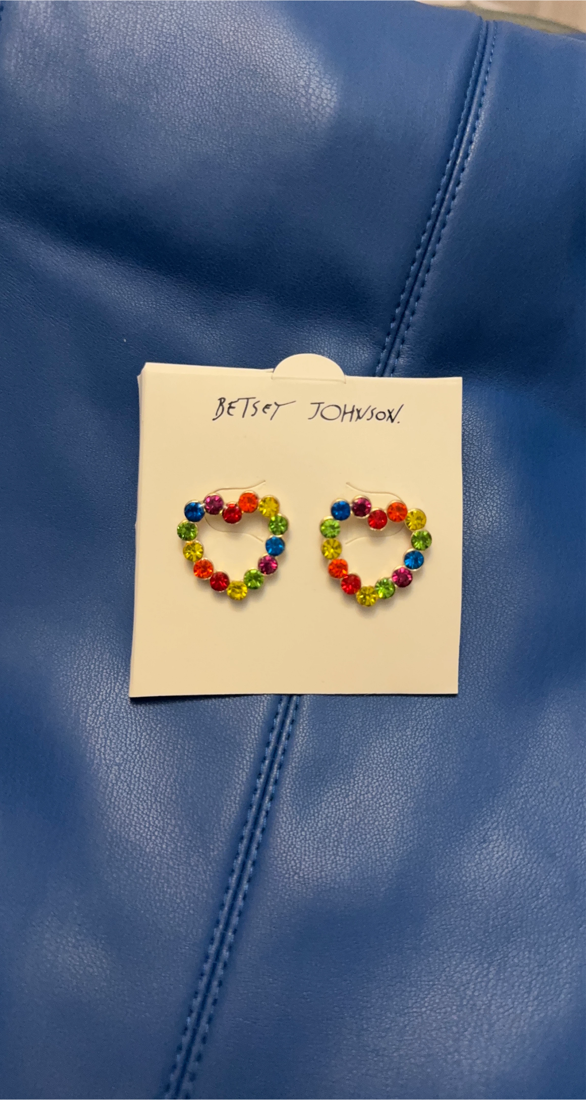 Betsey Johnson Heart Stud Earrings - Rainbow image indicator(2)