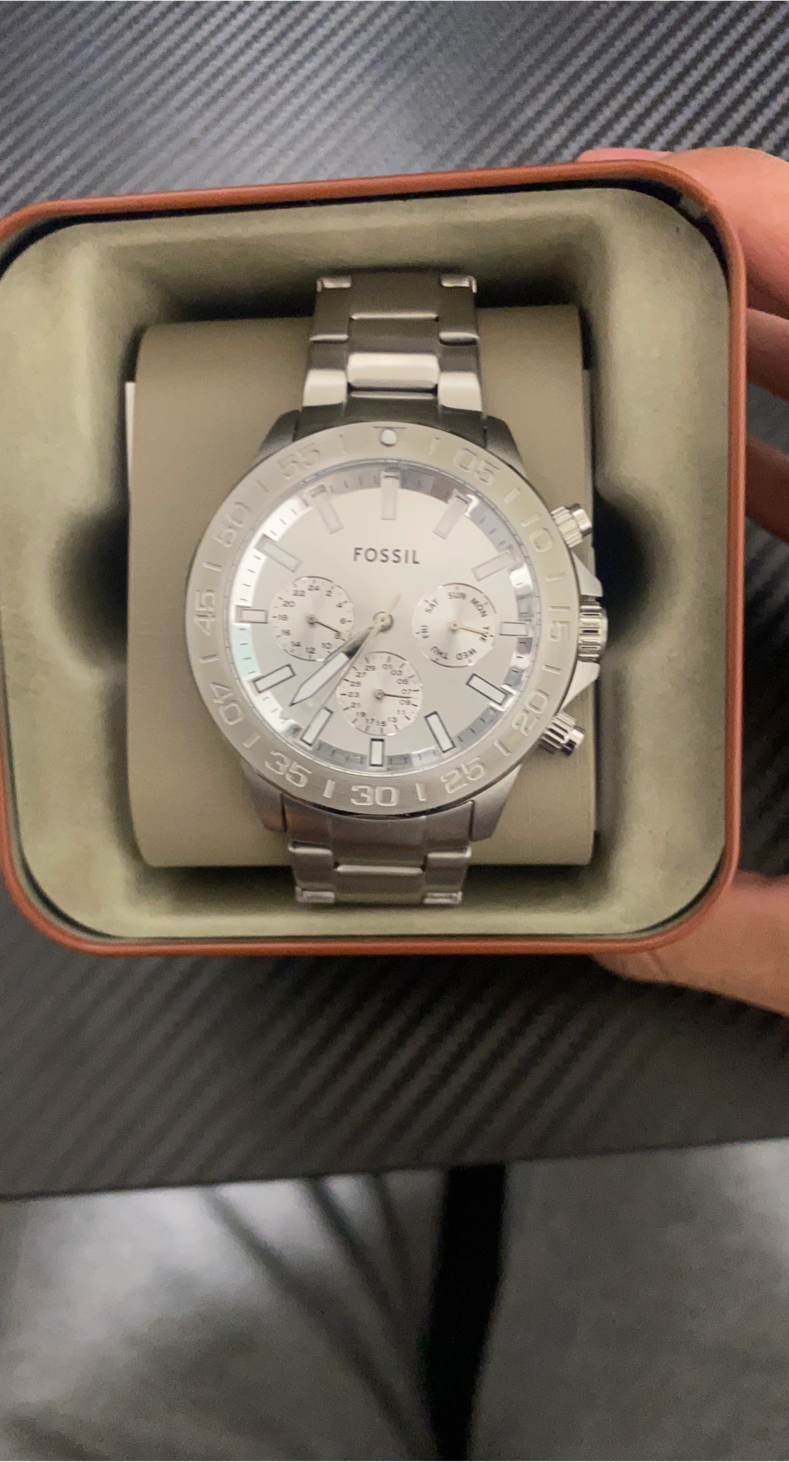 Fossil Silver Watch with Box