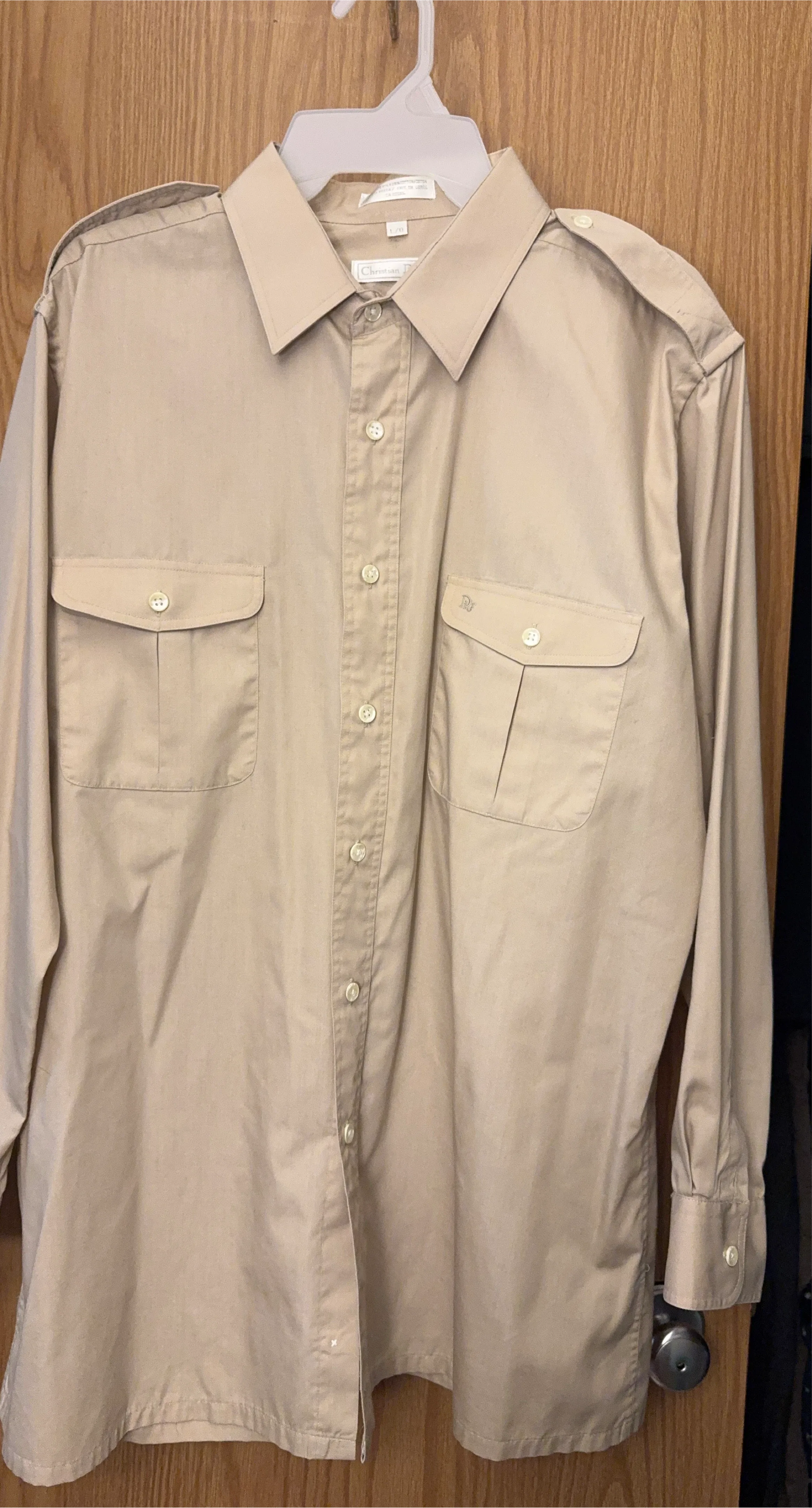 Christian Dior Beige Button-Up Shirt - Size L