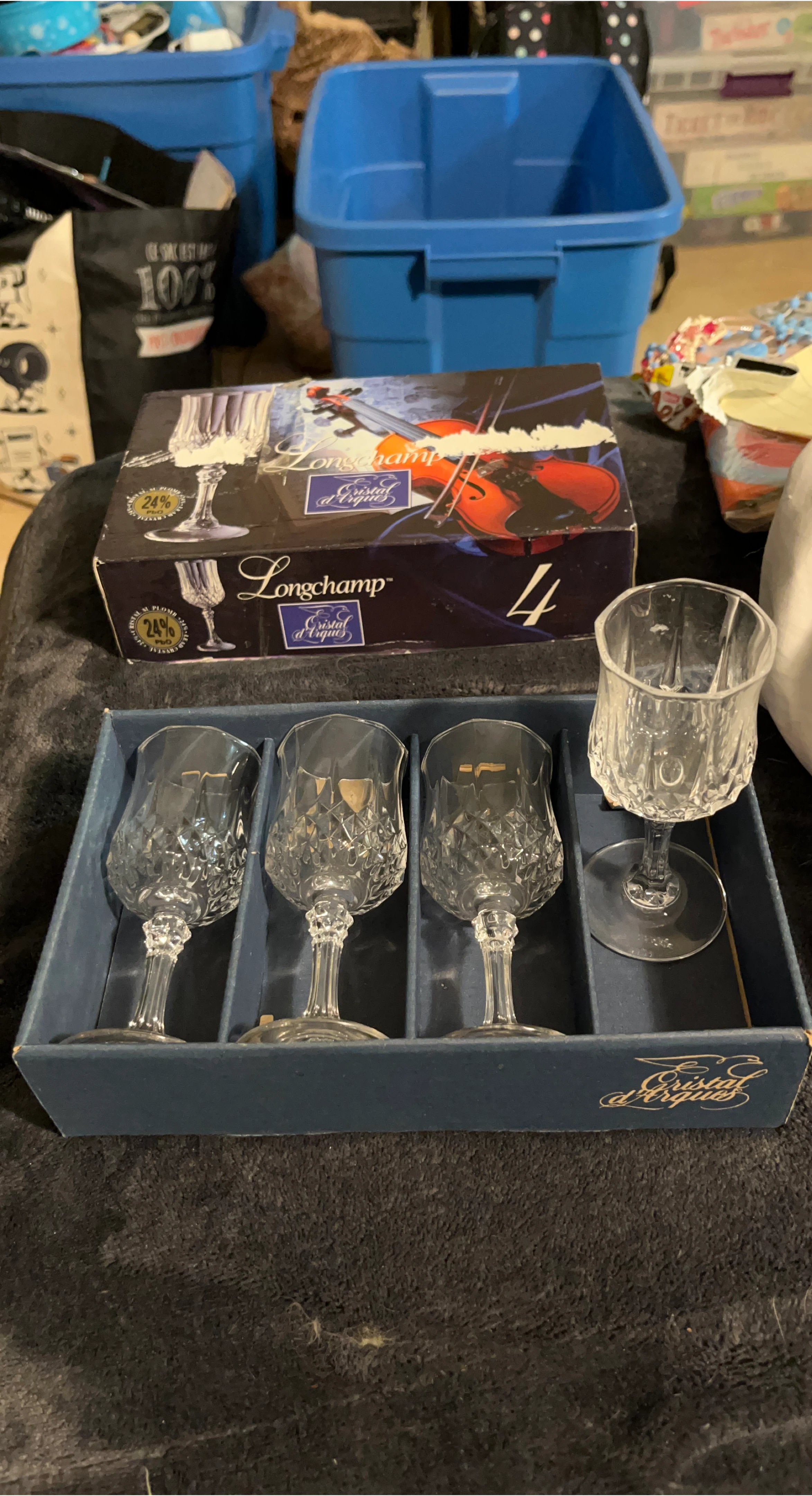 Longchamp Cristal d'Arques 4 Liqueur Glasses