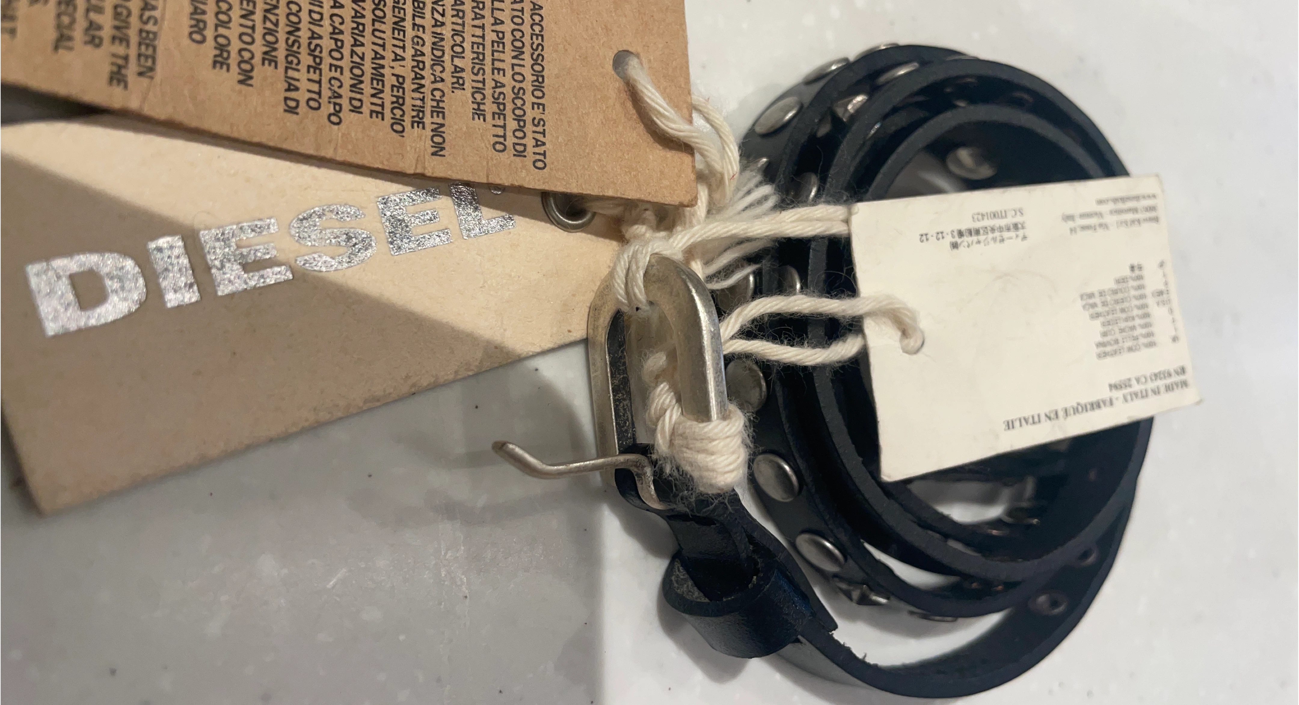 Diesel Black Leather Studded Belt thumbnail