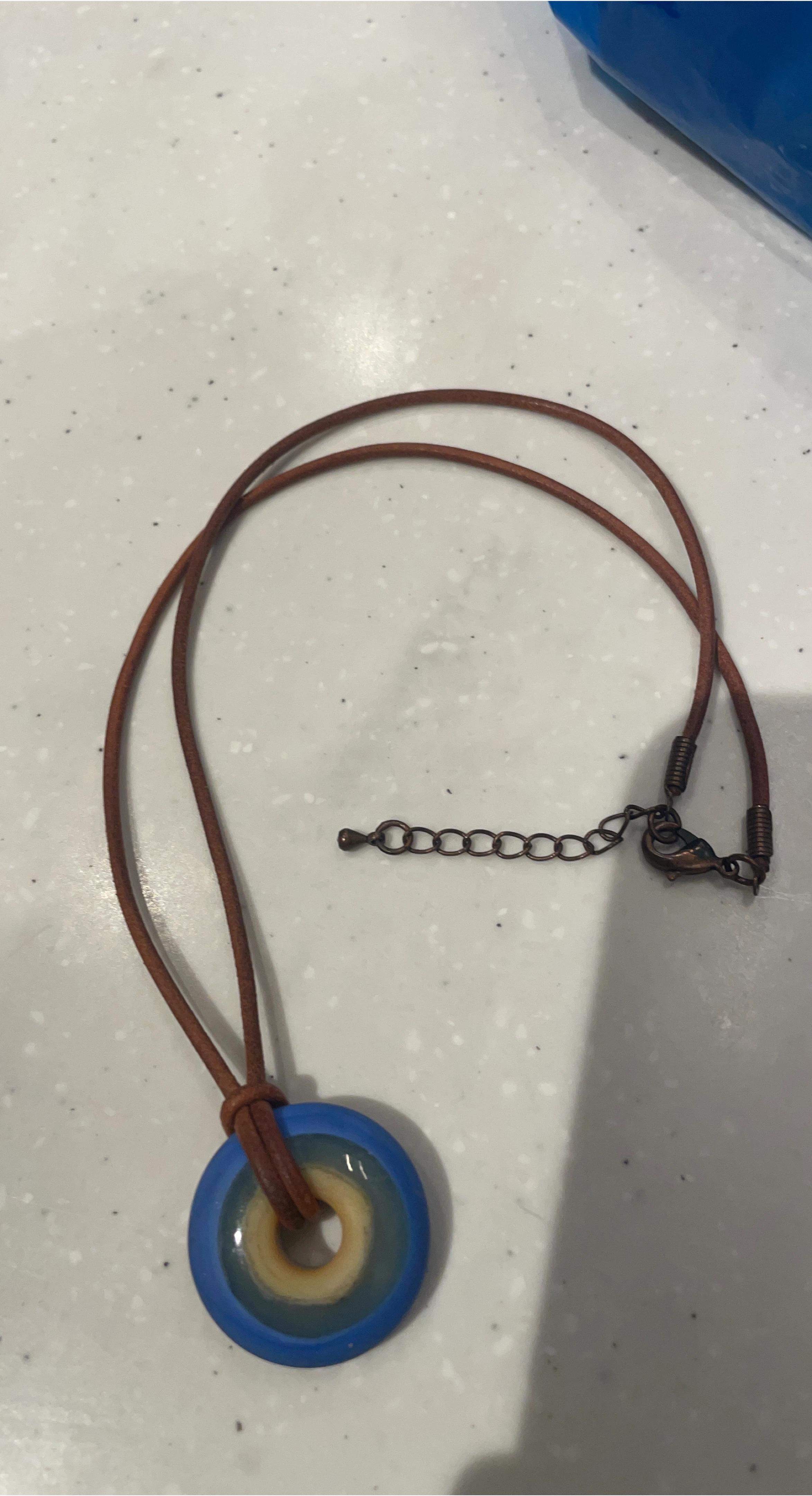 Blue & Brown Circle Pendant Necklace