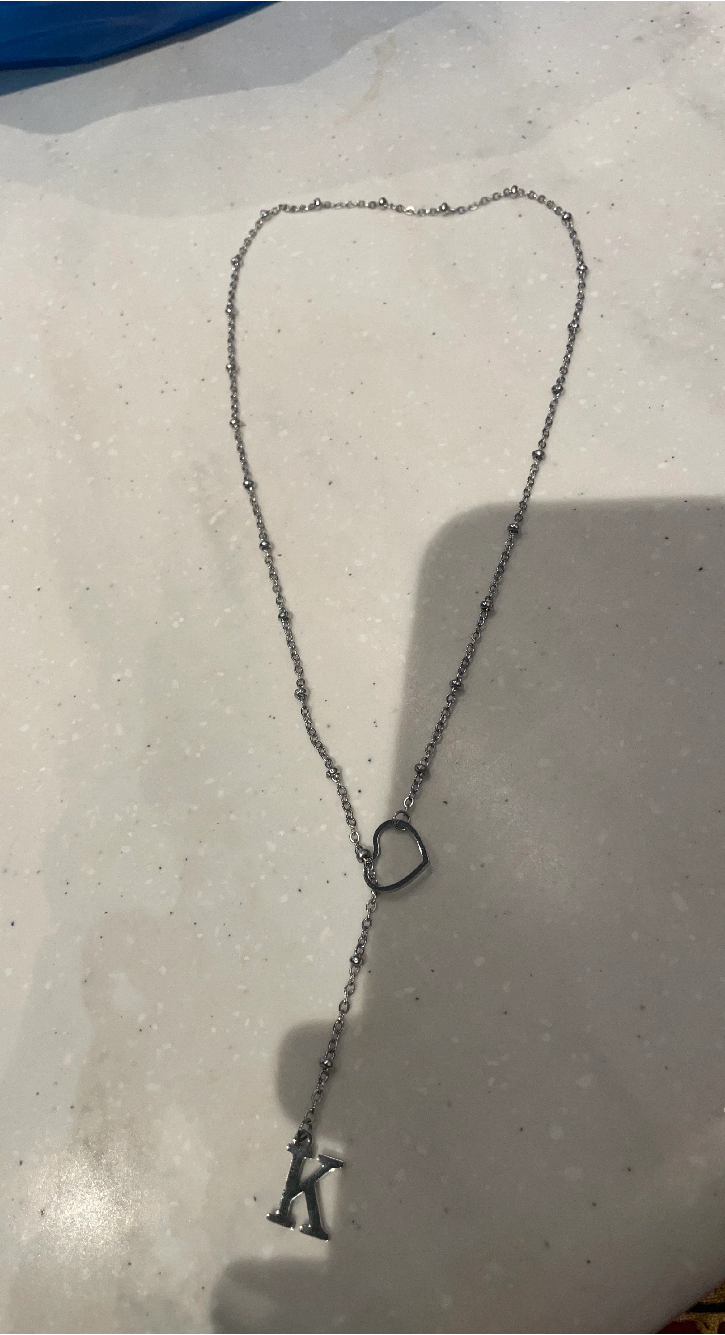 Silver Necklace with Heart and 'K' Charm thumbnail