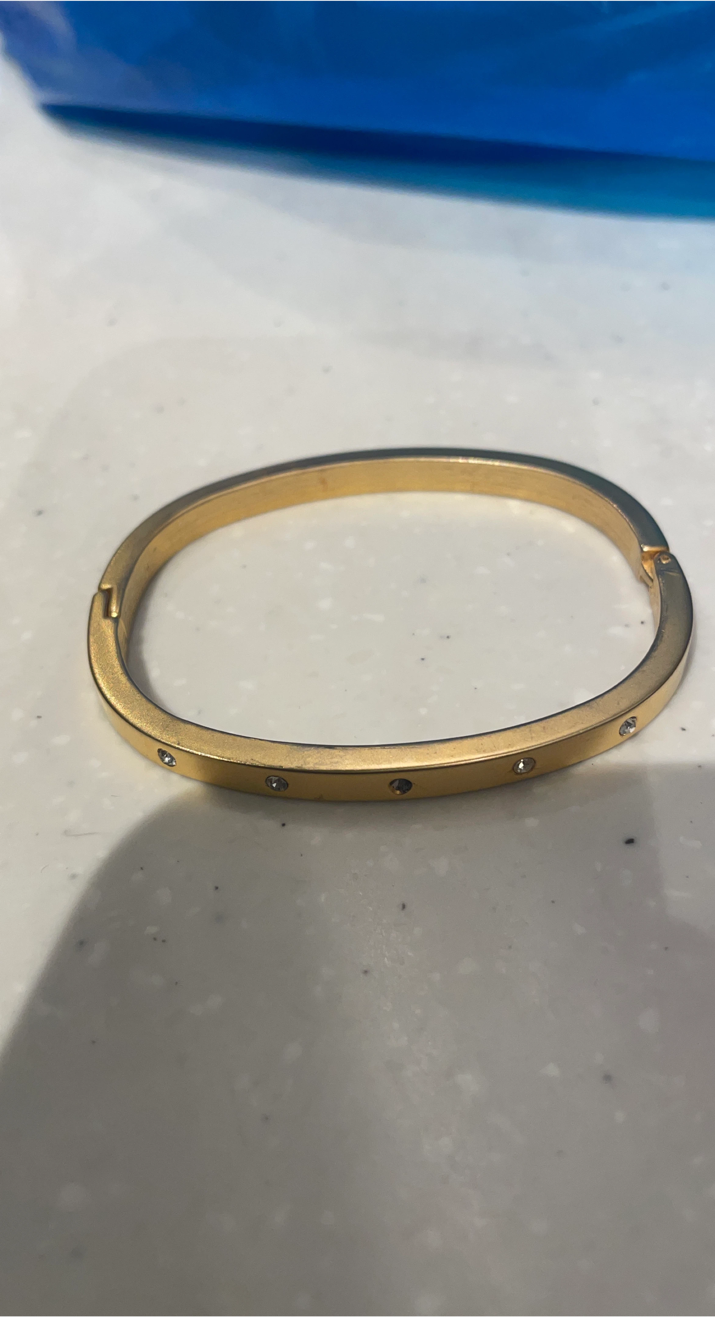 Gold Bangle Bracelet with Rhinestones thumbnail