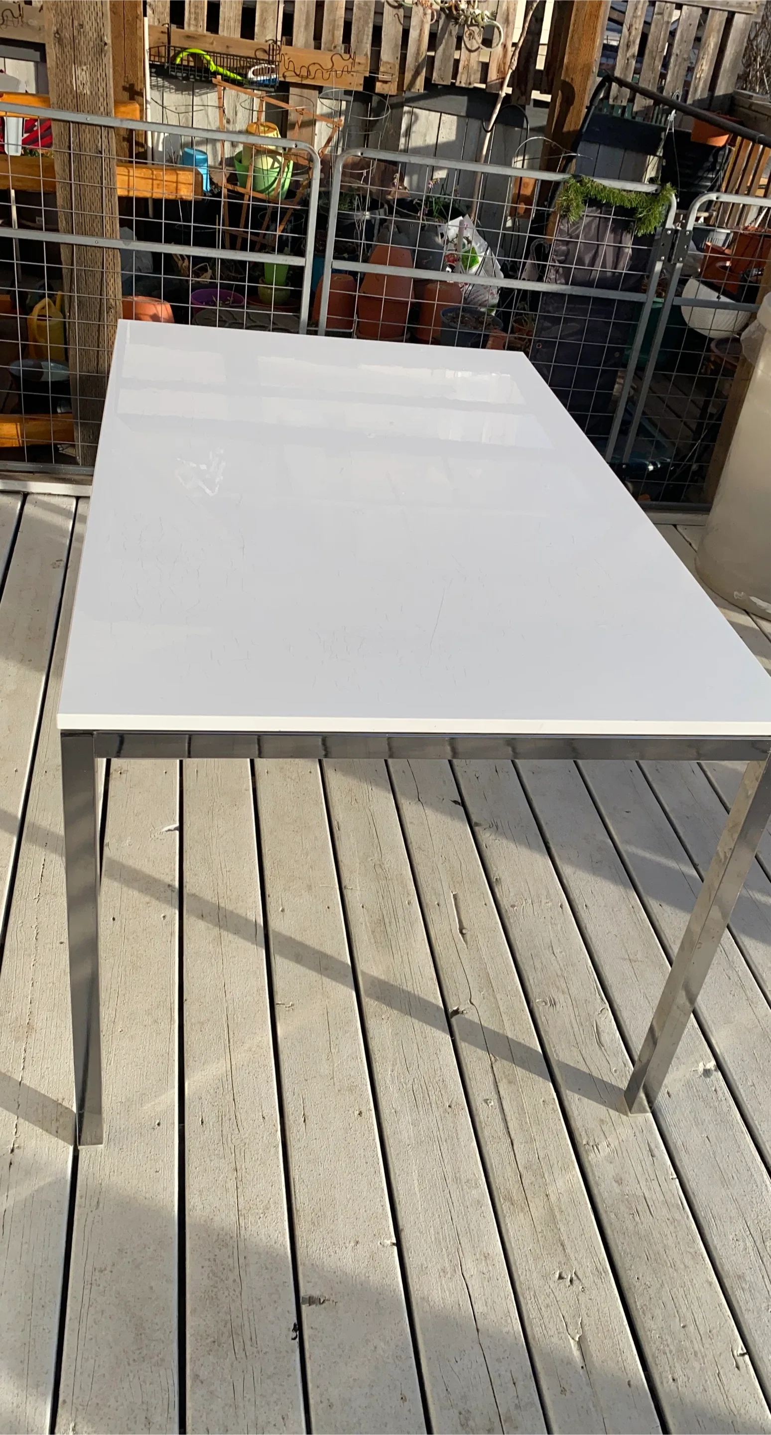 White Dining Table with Chrome Legs