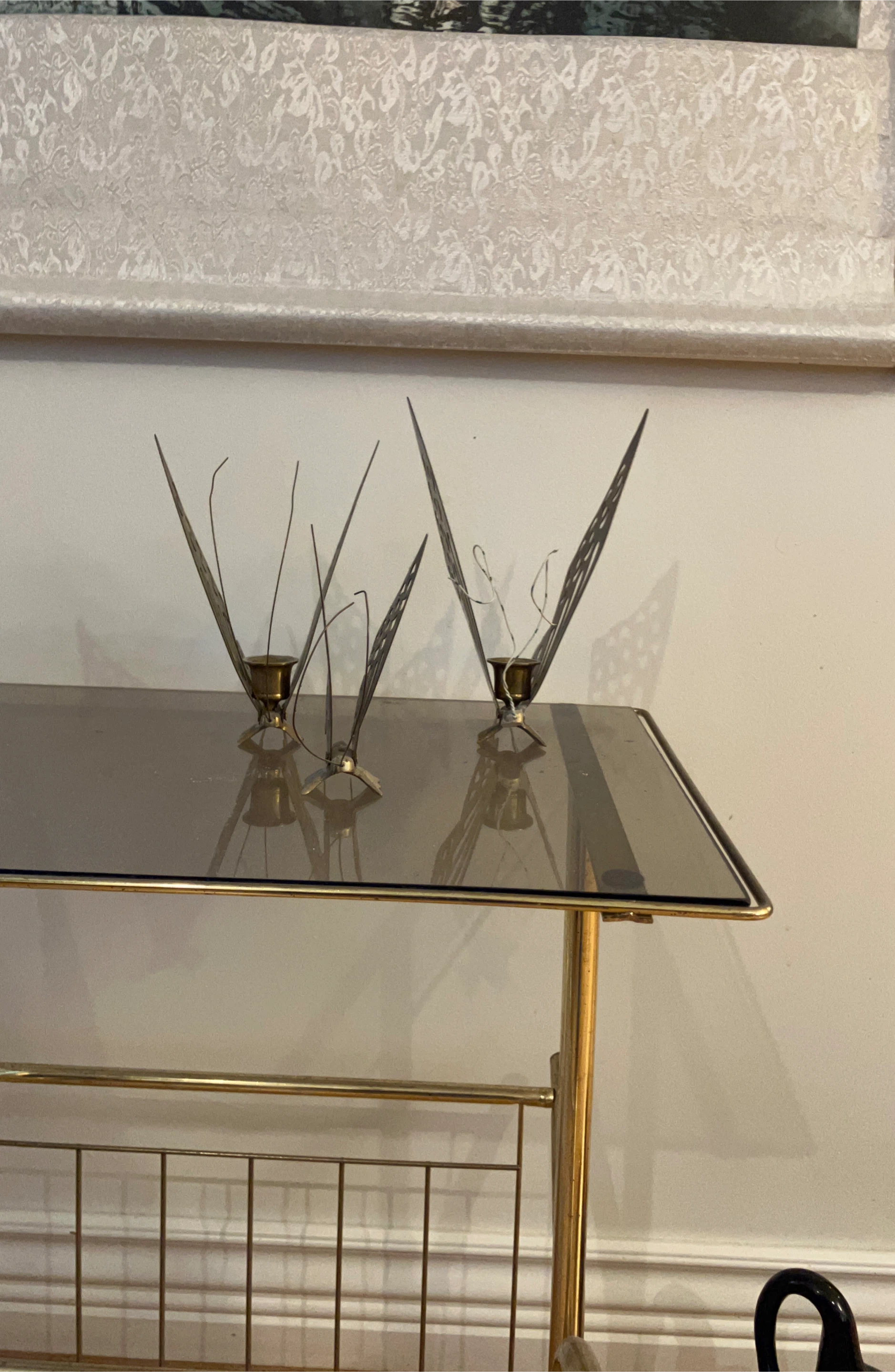 Vintage Metal Floral Sculptures - Set of 3