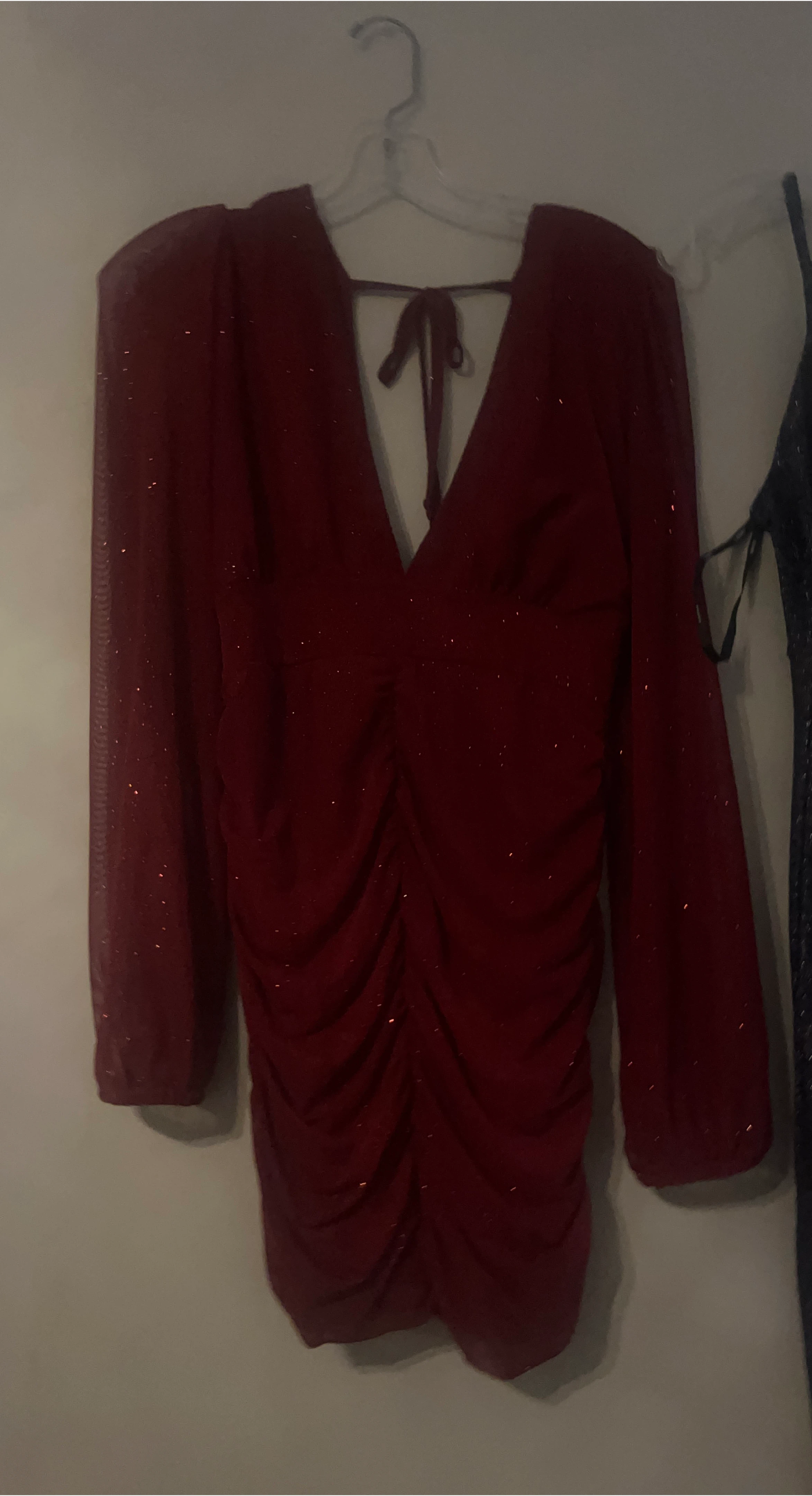 Burgundy Ruched Mini Dress