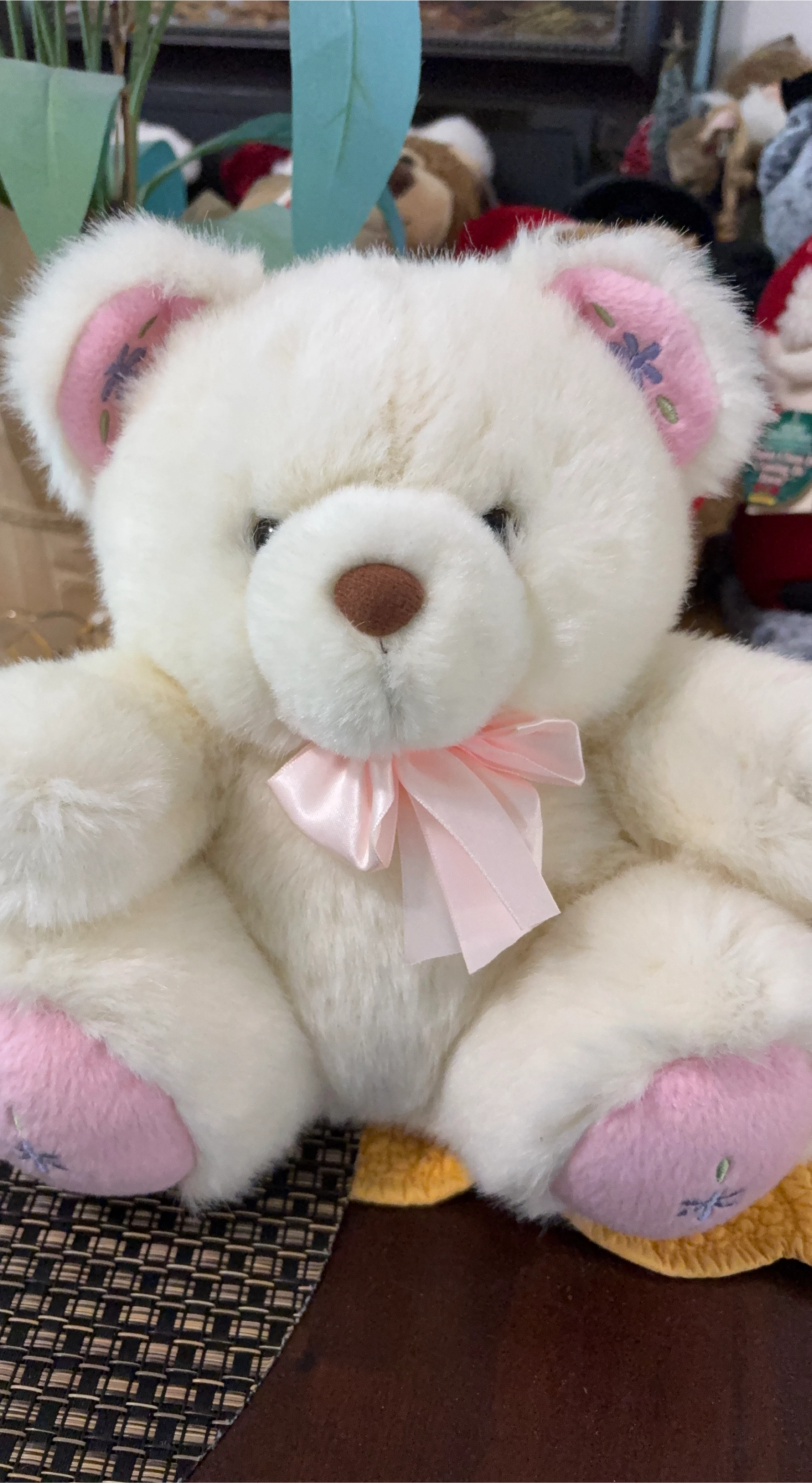 Cute White Teddy Bear with Pink Accents image indicator(1)