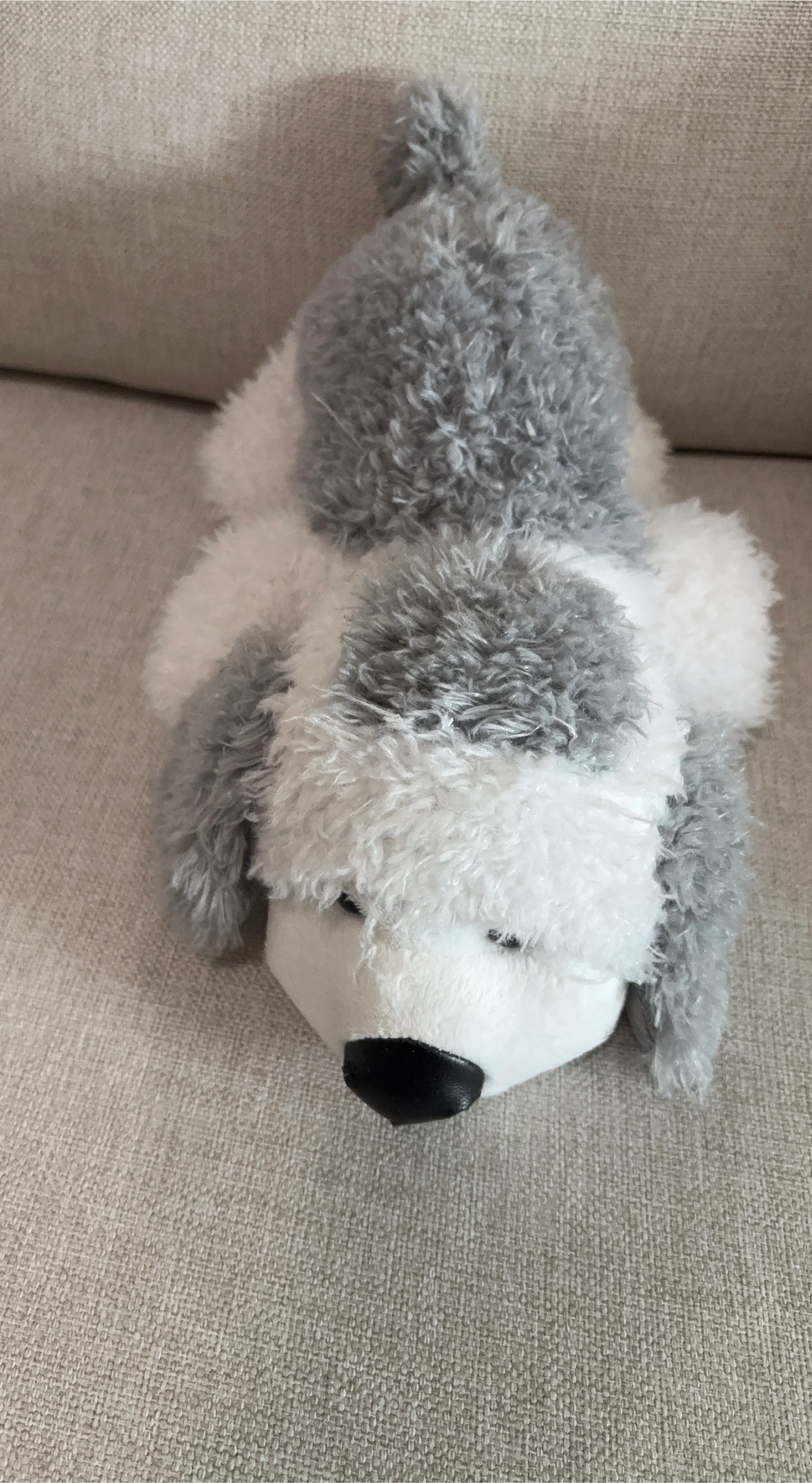 Grey & White Plush Dog
