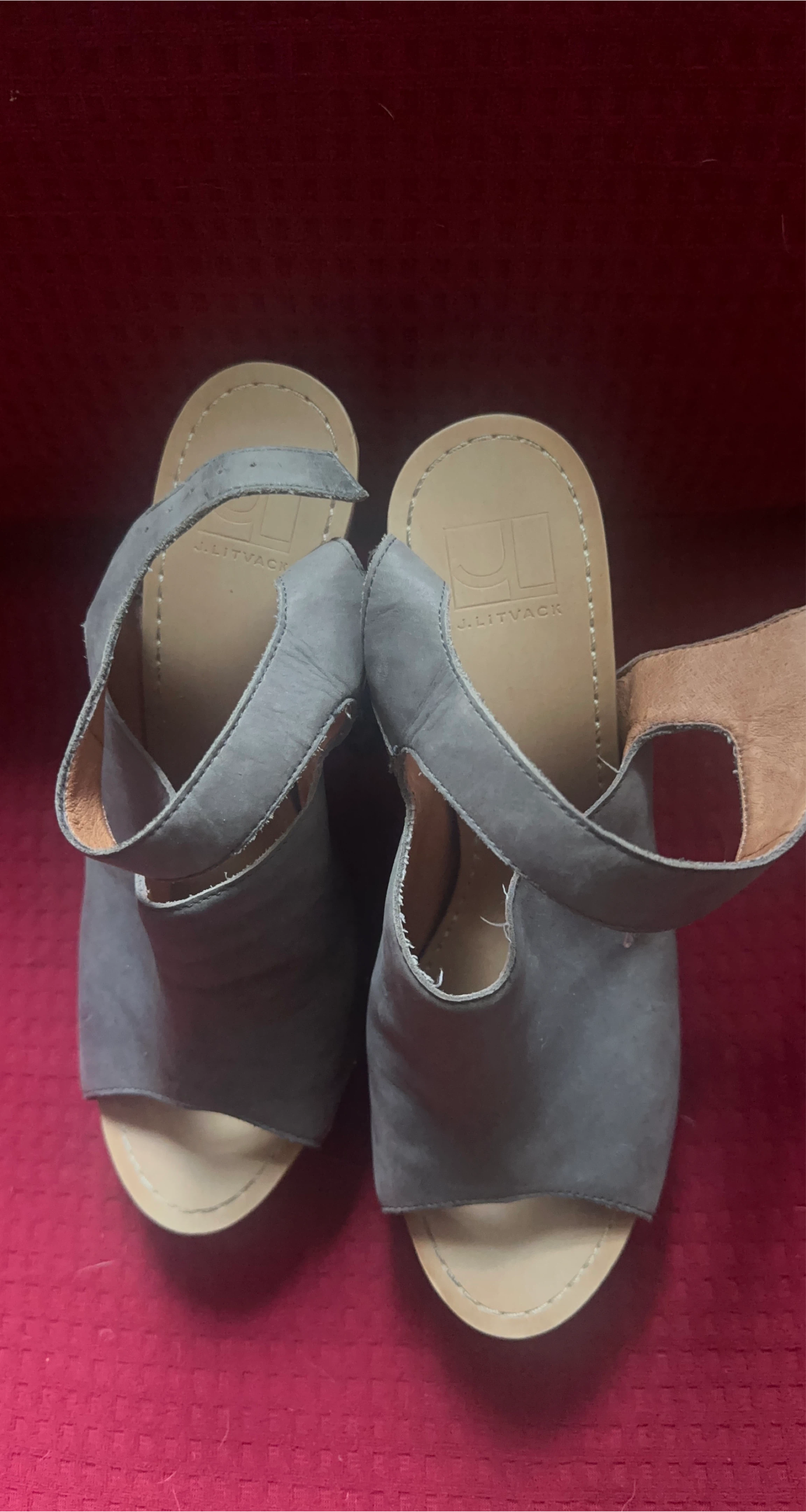 J.LITVACK Gray Leather Heeled Sandals image indicator(2)