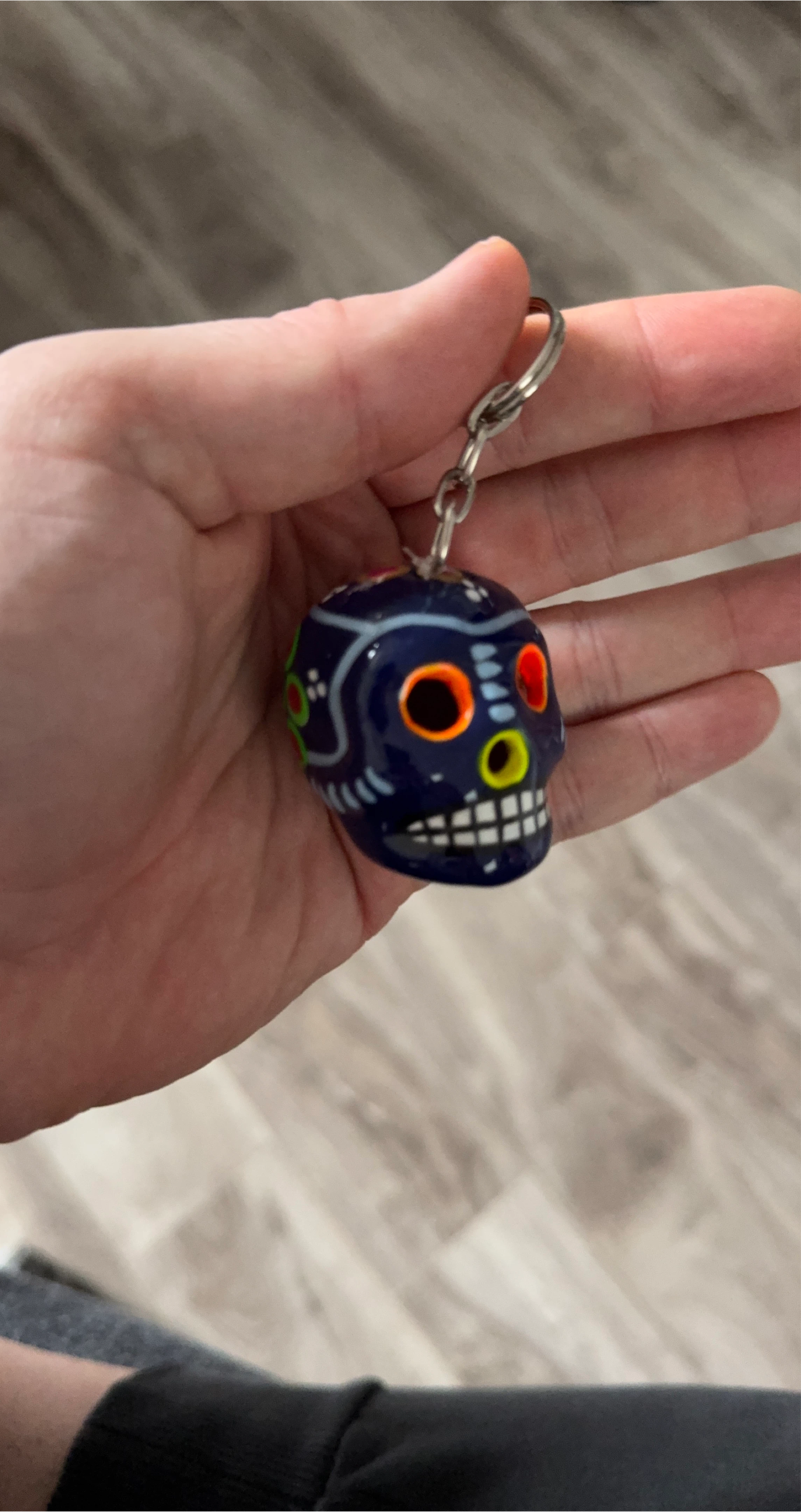 Handmade Skull Keychain - Blue thumbnail