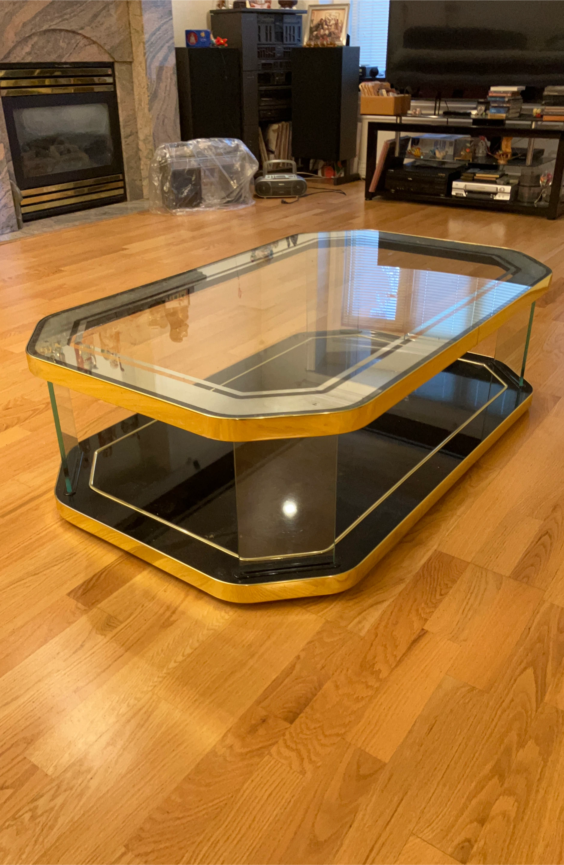 Glass and Gold Coffee Table