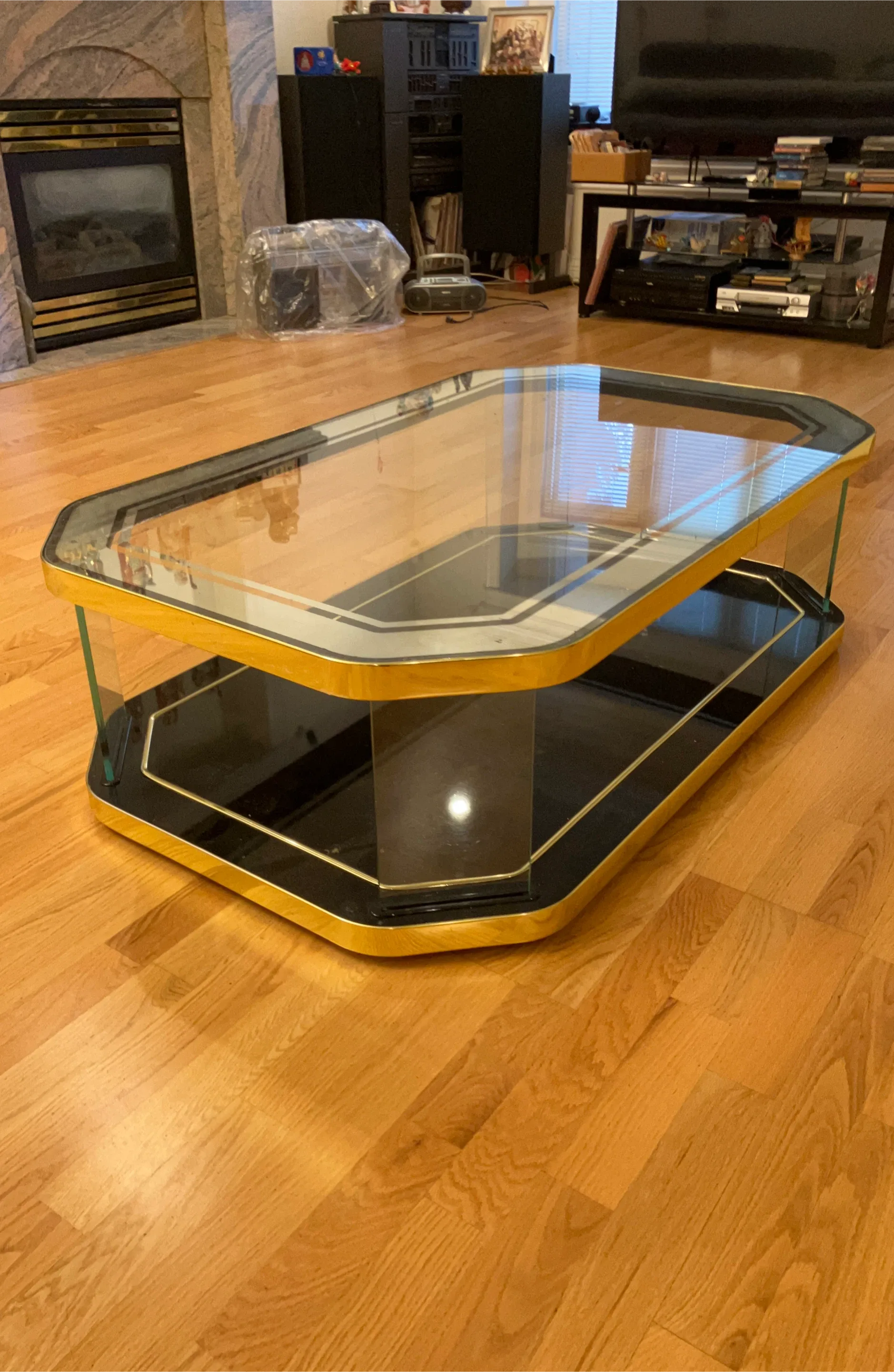 Glass and Gold Coffee Table
