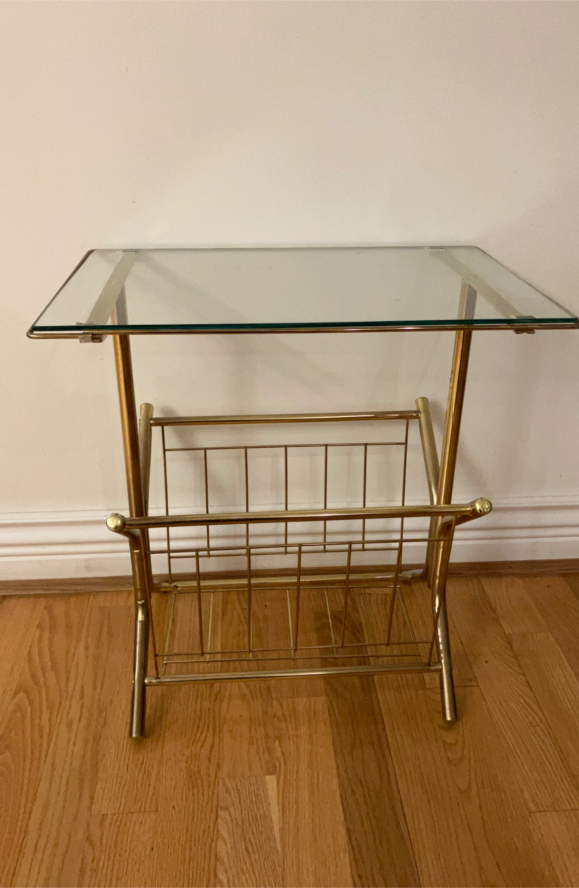 Vintage Gold Magazine Rack Table